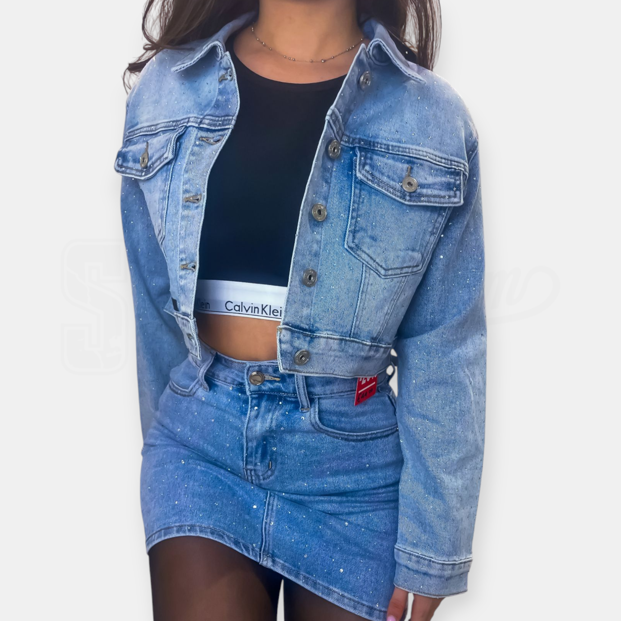 GIACCA OVER CROP SEM RUBY IN DENIM FULL STRASS