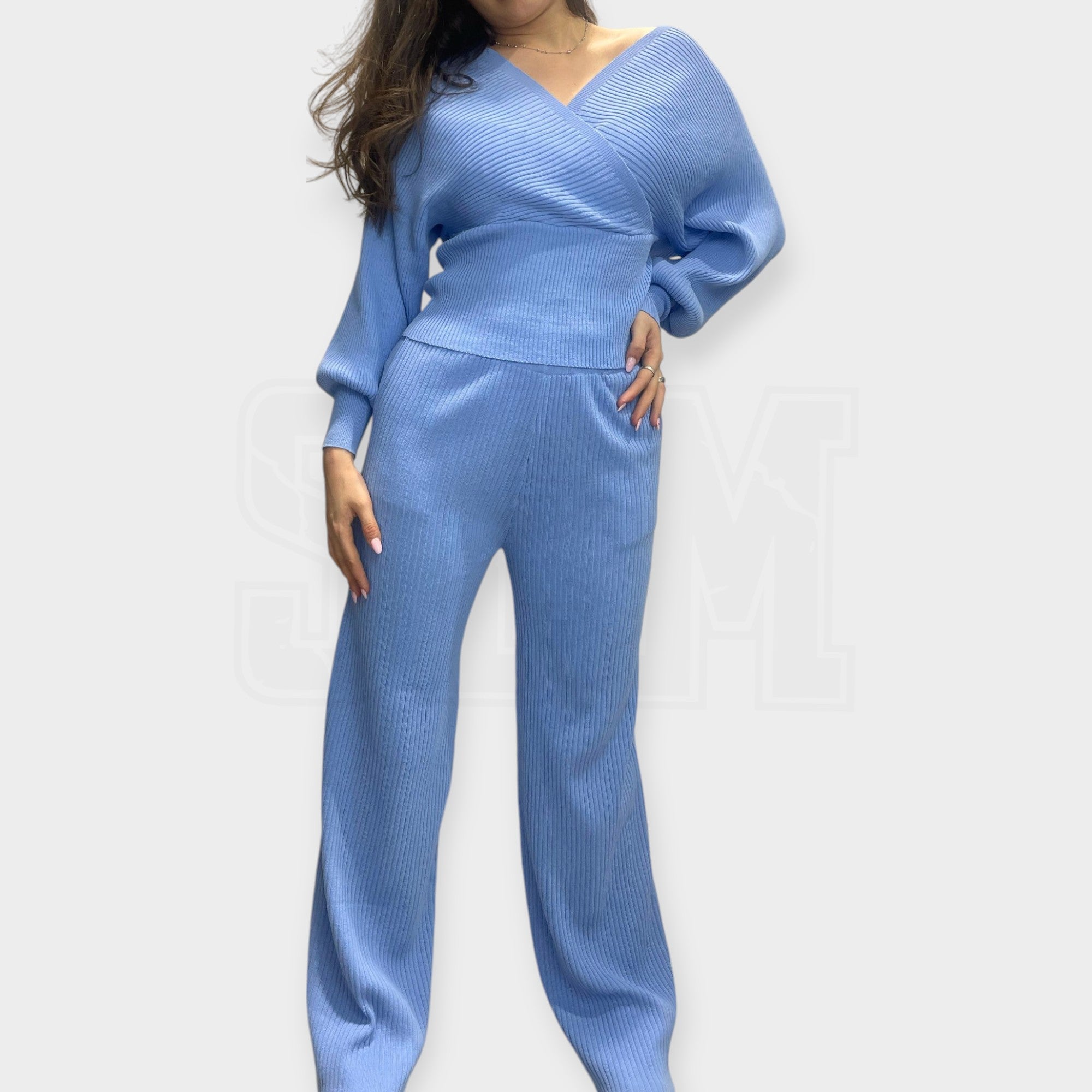 COORDINATO SEM N TESS. MAGLIA: PANT PALAZZO + MAGL BAT CROP