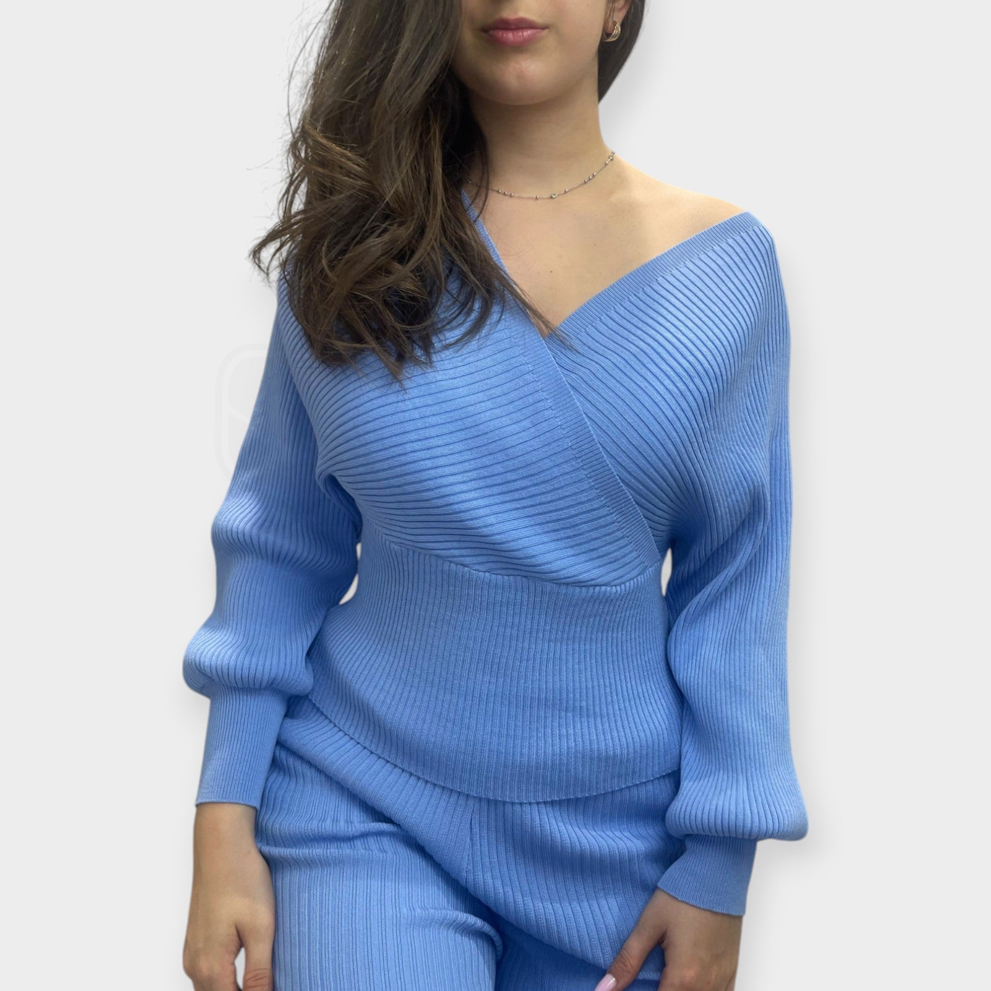 COORDINATO SEM N TESS. MAGLIA: PANT PALAZZO + MAGL BAT CROP