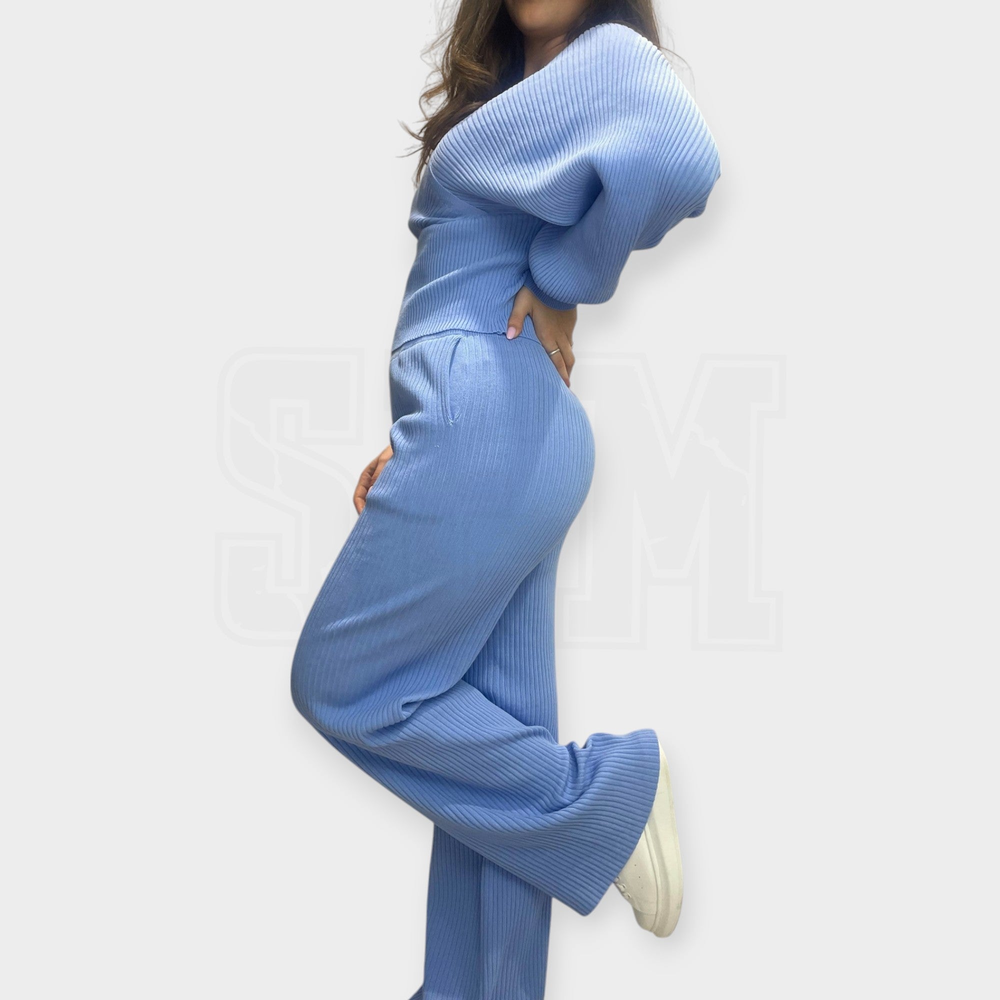 COORDINATO SEM N TESS. MAGLIA: PANT PALAZZO + MAGL BAT CROP