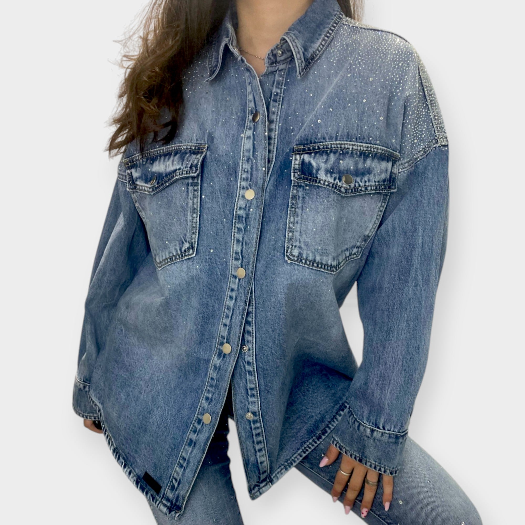 OVERSHIRT SEM ALBA IN DENIM DIAMOND RAIN OVER FIT