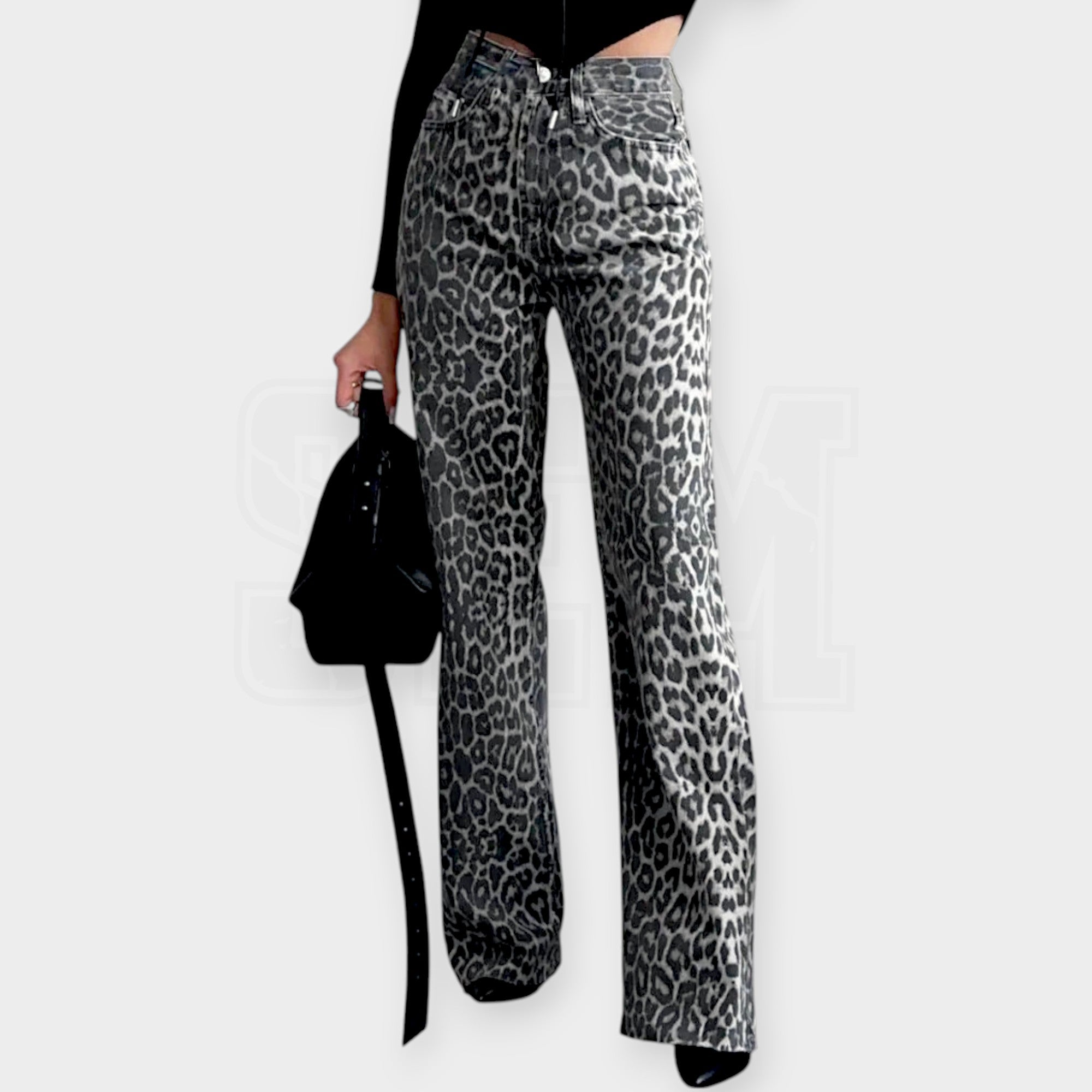 JEANS SEM ANIMA WIDE LEG FANTASIA ANIMALIER