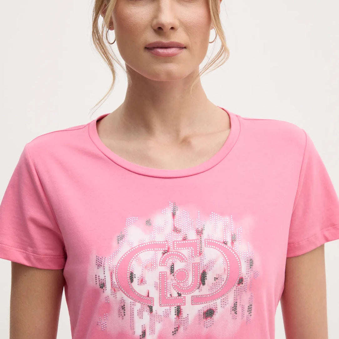 TSHIRT LIUJO MC STAMPA STRASS
