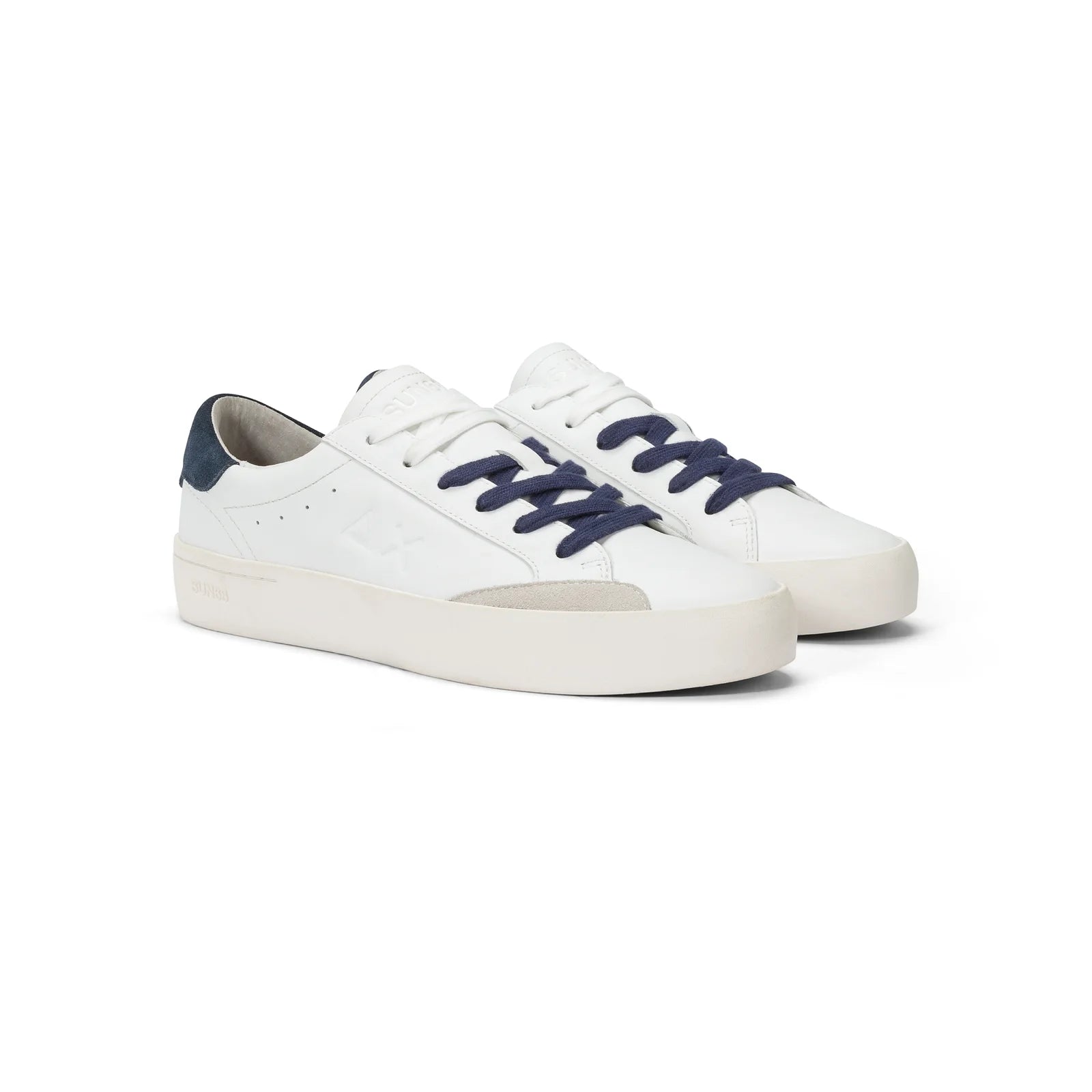 SNEAKERS SUN68 STREET LEATHER BIANCO E BLU