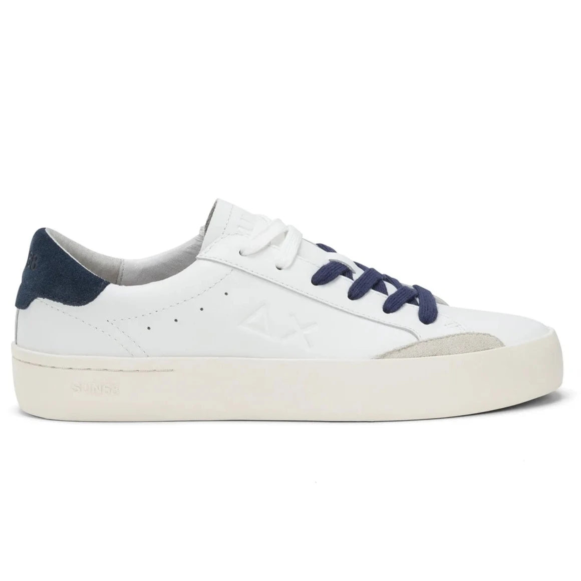 SNEAKERS SUN68 STREET LEATHER BIANCO E BLU