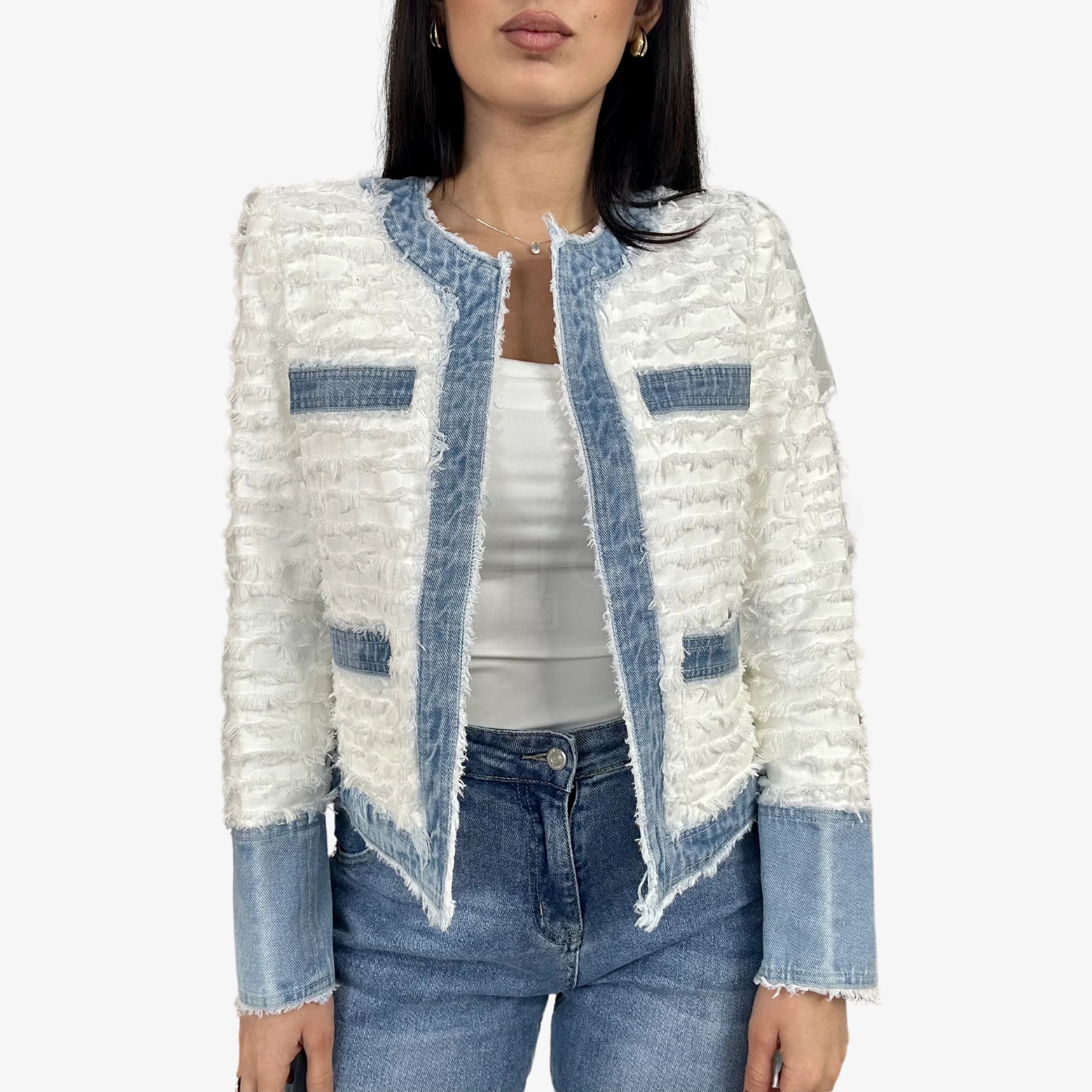 GIACCA SEM BRENDA CHANELLINA BOUCLÈ EFFETTO FRANGIATO