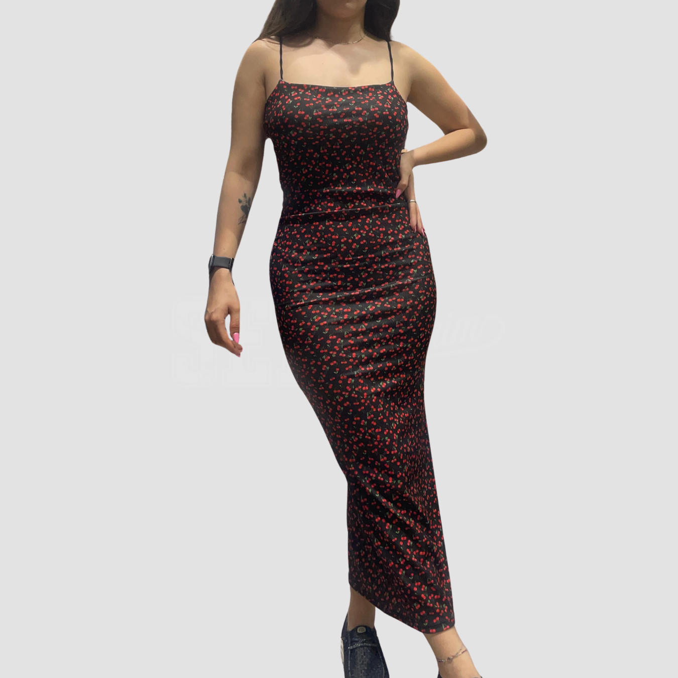 VESTITO LUNGO SPALLINE TUBINO COSTINE IN FANTASIA