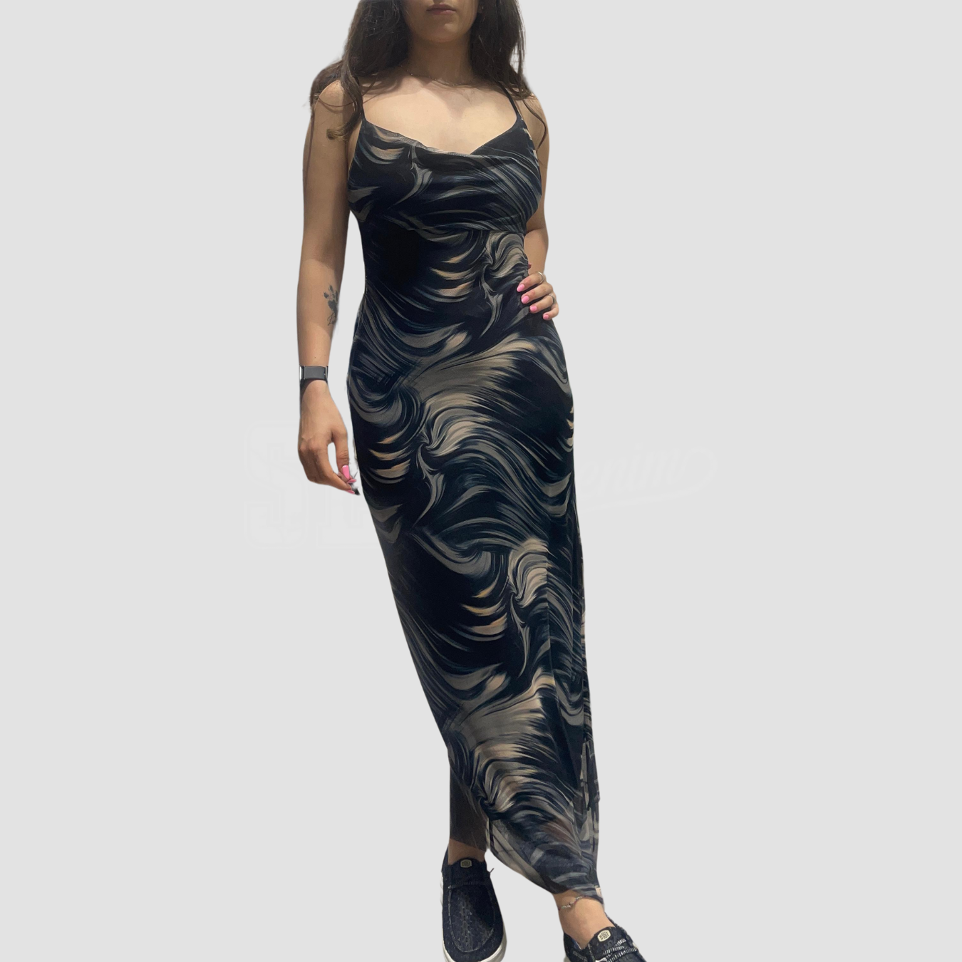 ABITO SBALLINE EFFETTO VELATO SCOLLO FRONTE E RETRO