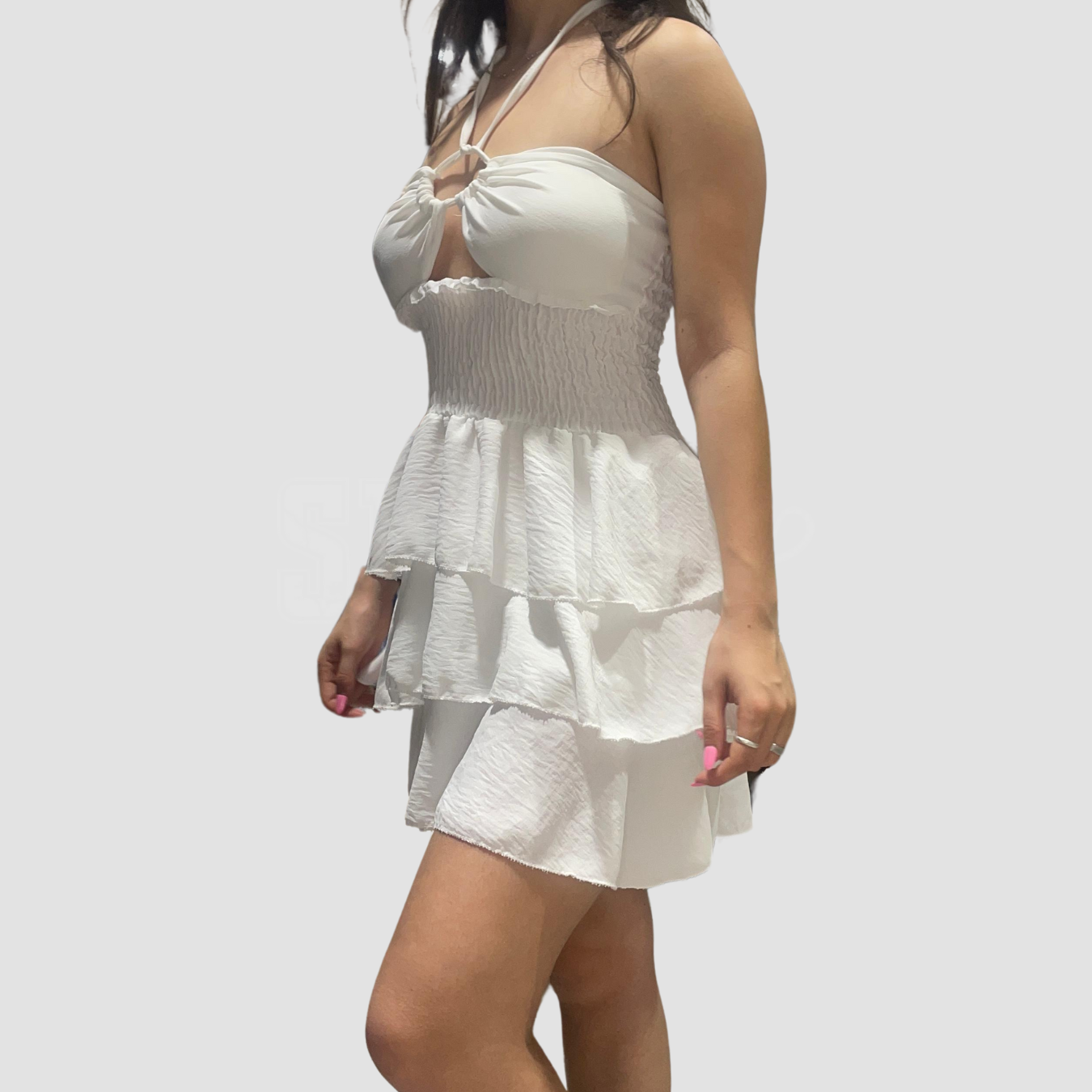 ABITO A FSCIA CON GONNA A BALZE