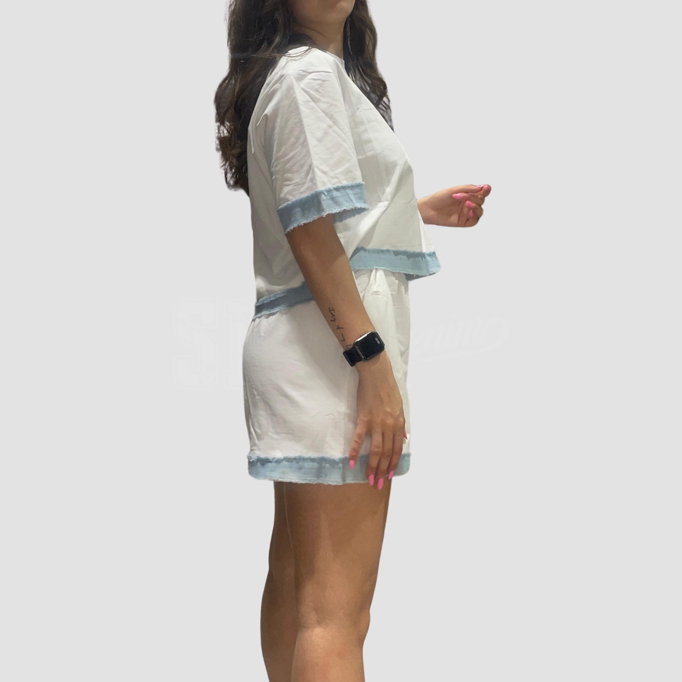 COORDINATO TSHIRT OVER E PANTALONCINO BORDI IN DENIM