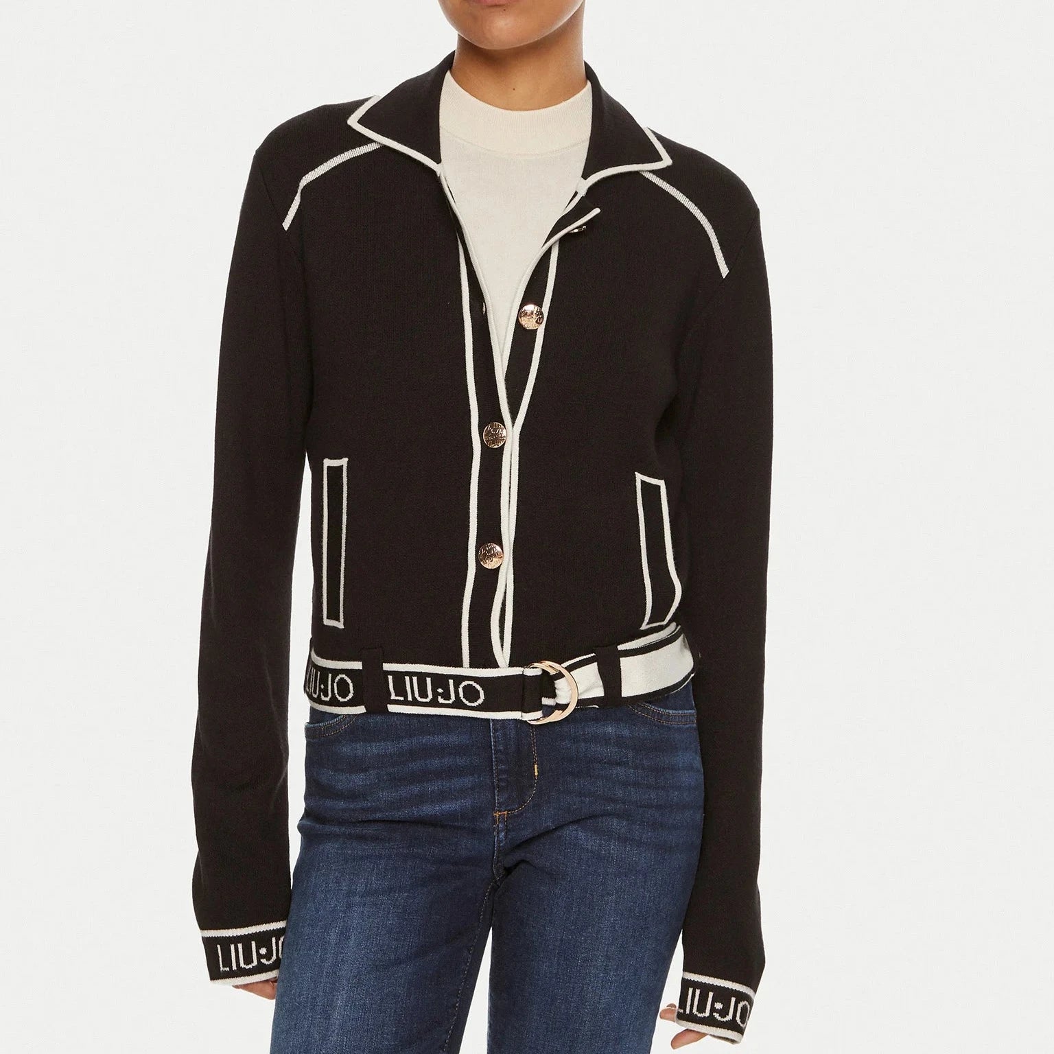 CARDIGAN LIUJO IN MAGLIA CON BOTTONI E COLLETTO CHAN