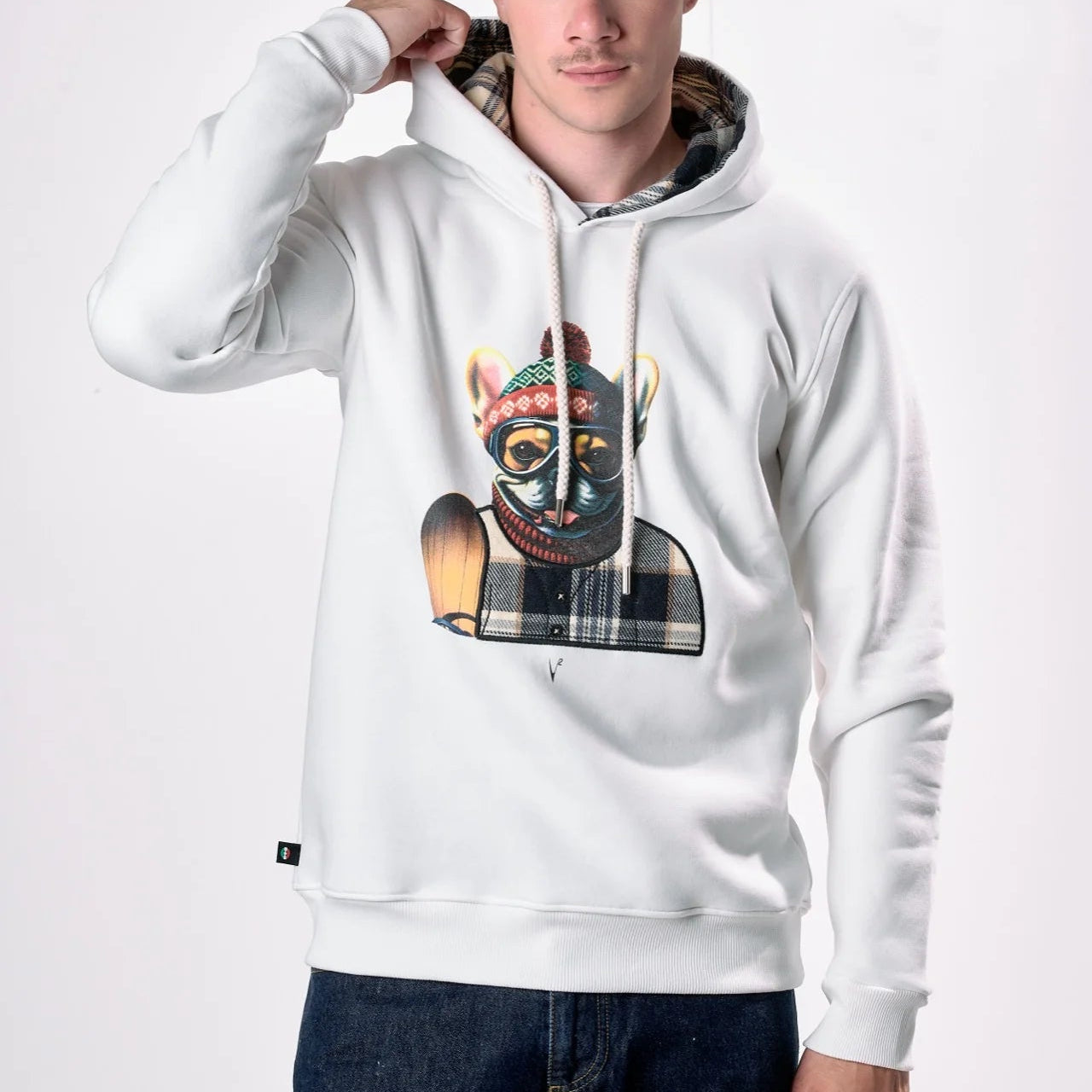 FELPA CAPPUCCIO V2 BRAND BULLDOG PANNA