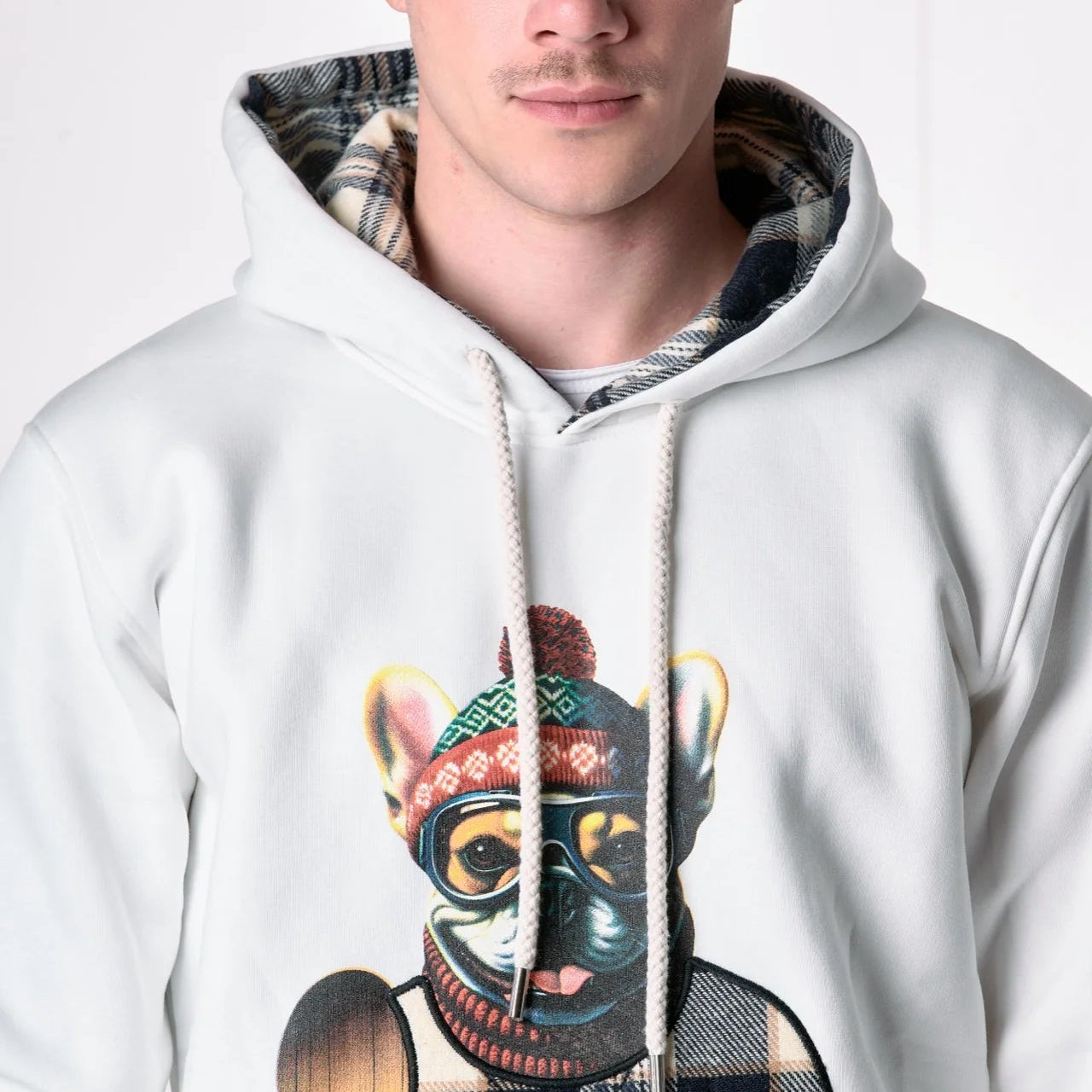 FELPA CAPPUCCIO V2 BRAND BULLDOG PANNA