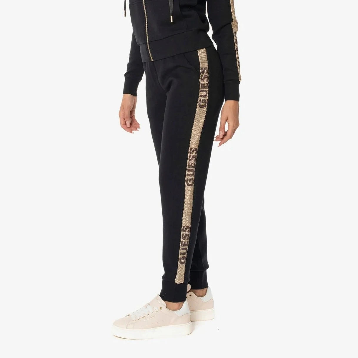 PANTALONE GUESS IN FELPA CON LOGO STUDS