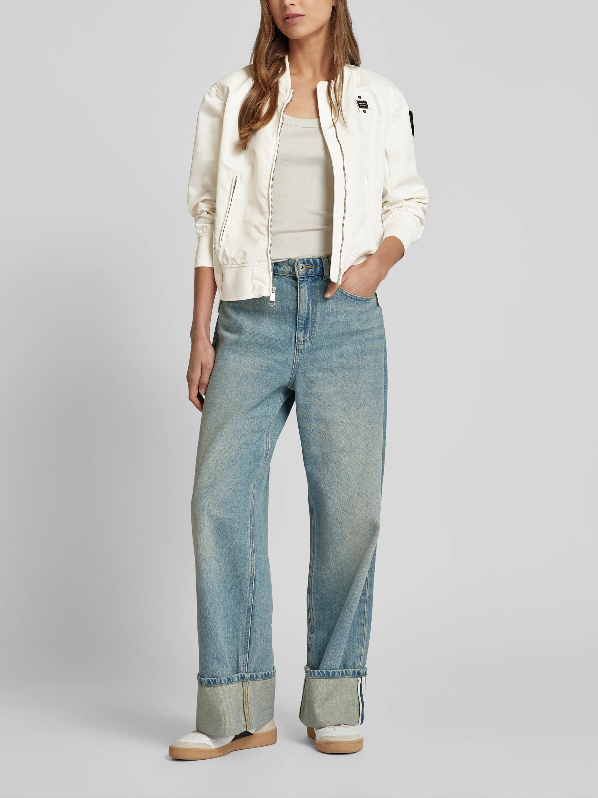 GIUBBINO BLAUER LAURIE BOMBER CROP OVER SFODERATO