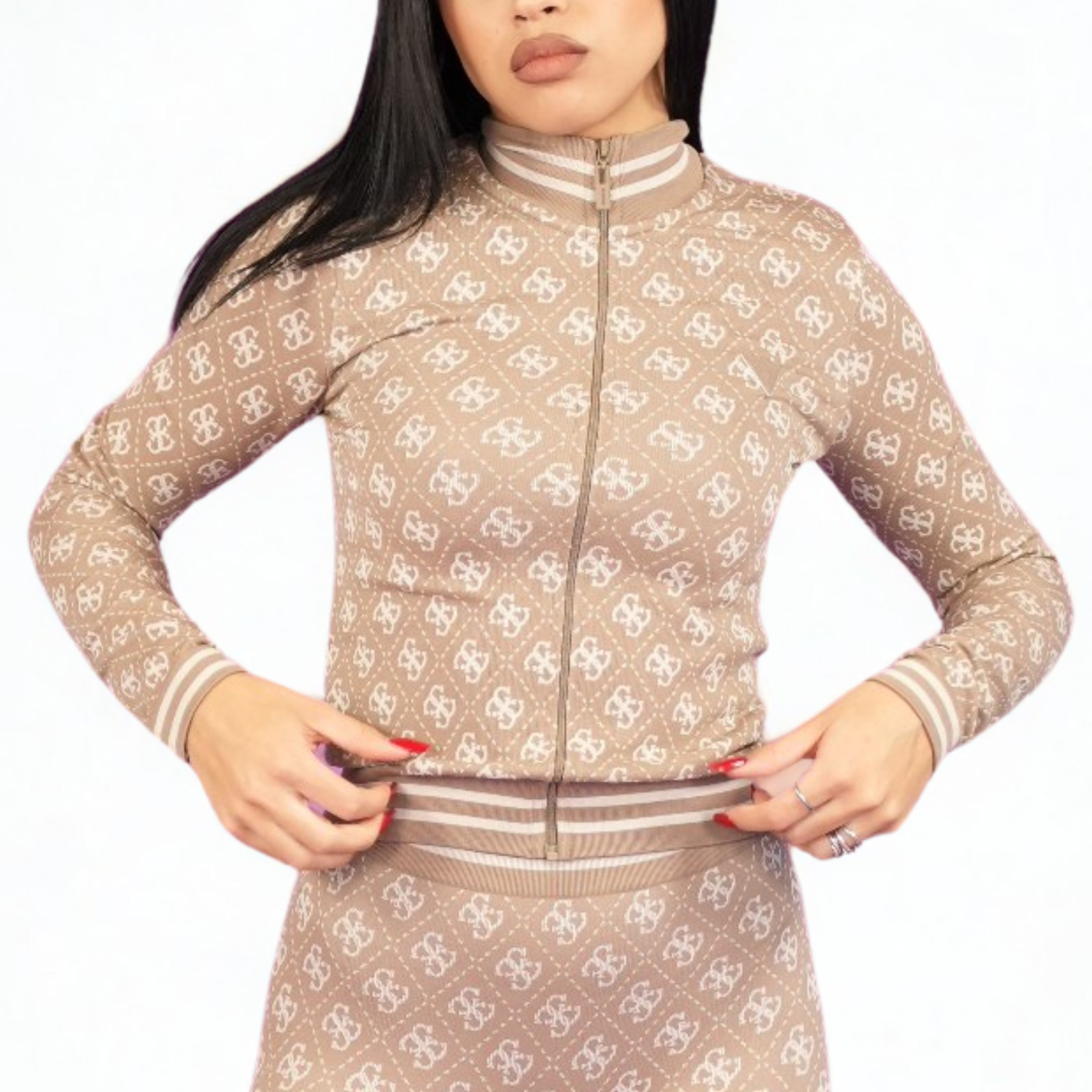 FELPA GUESS TOP 4G RHOMBUS SEAMLESS FULL ZIP