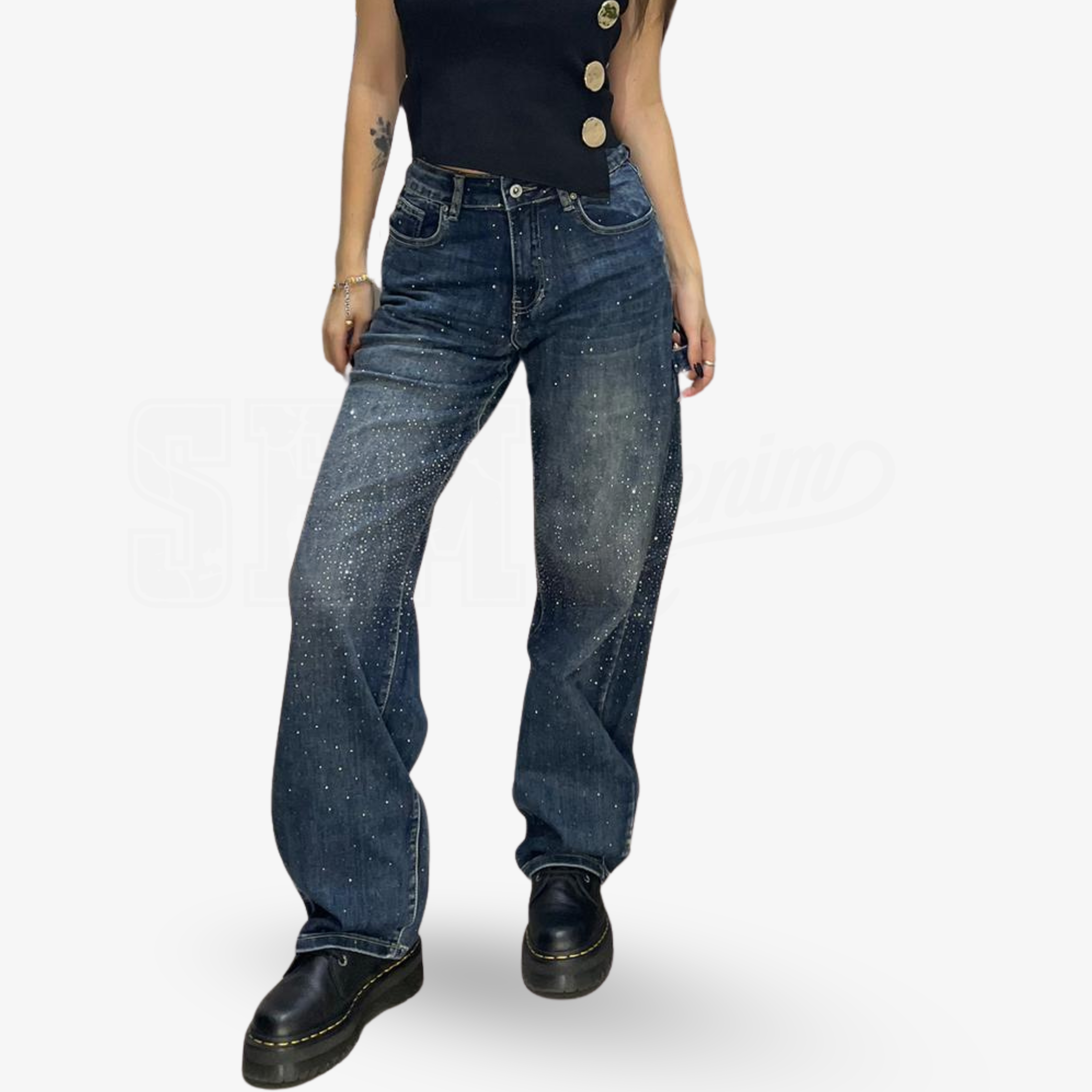 JEANS SEM AGOSTINA BALOON CARPENTER CENTER DIAMOND RAIN WASH