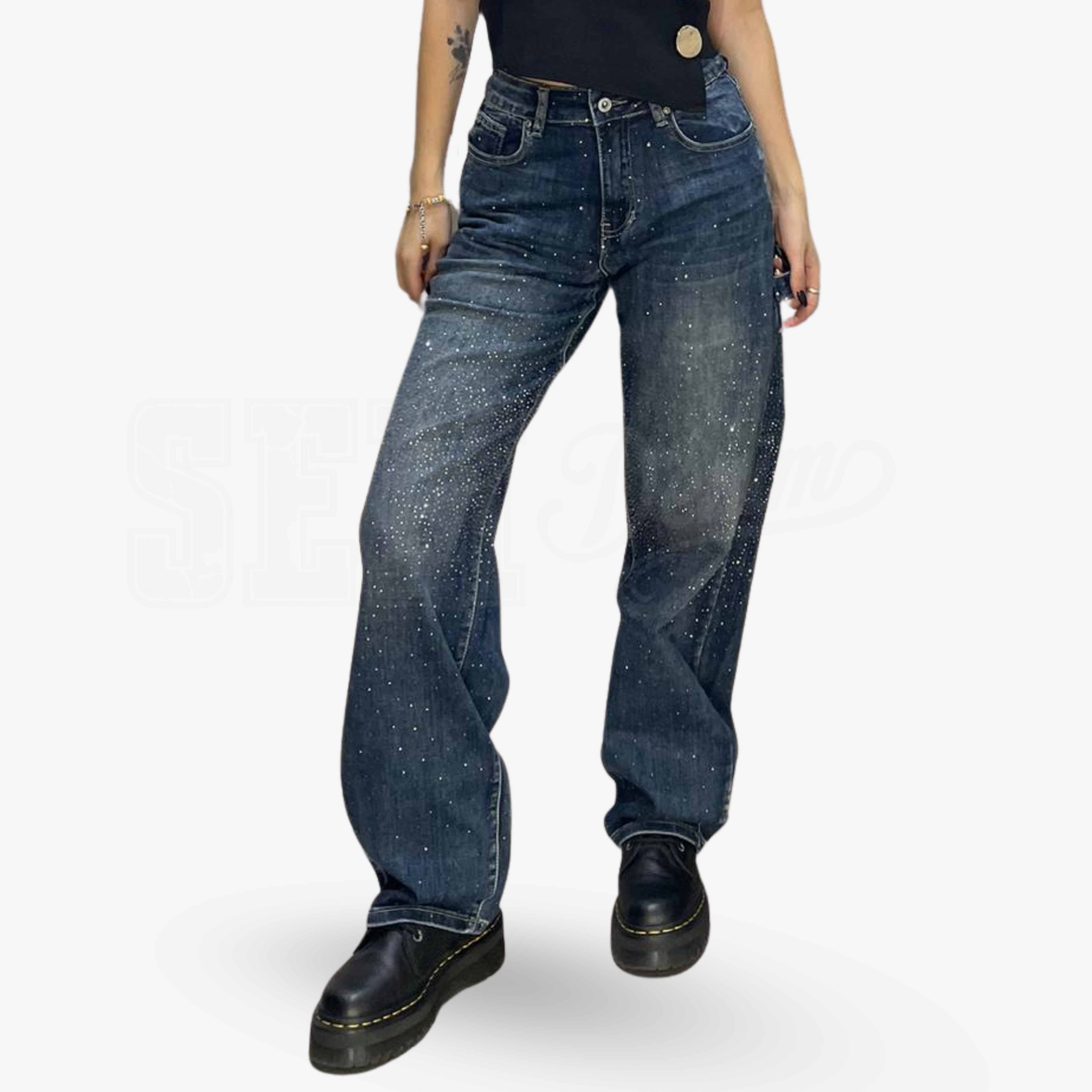 JEANS SEM AGOSTINA BALOON CARPENTER CENTER DIAMOND RAIN WASH