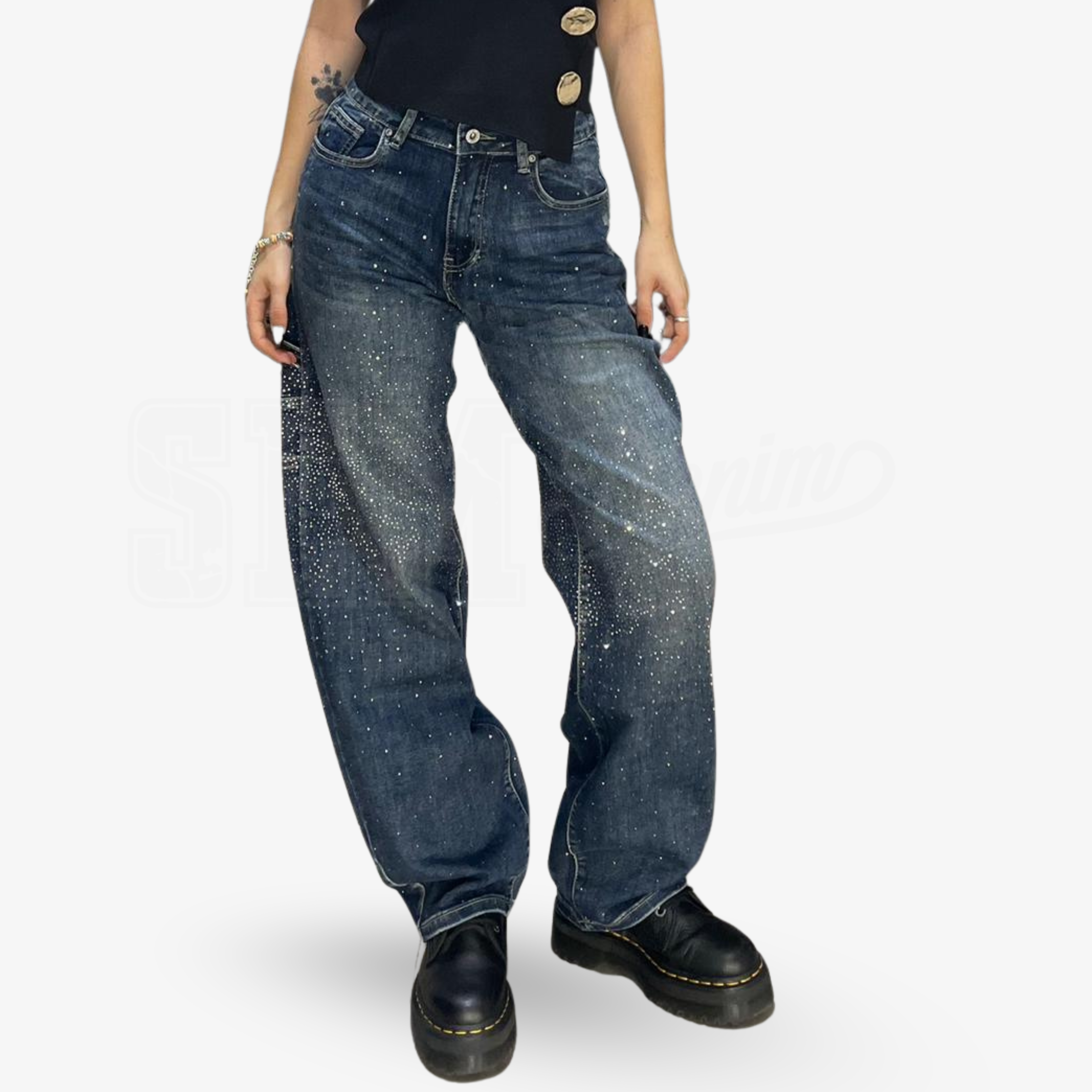 JEANS SEM AGOSTINA BALOON CARPENTER CENTER DIAMOND RAIN WASH