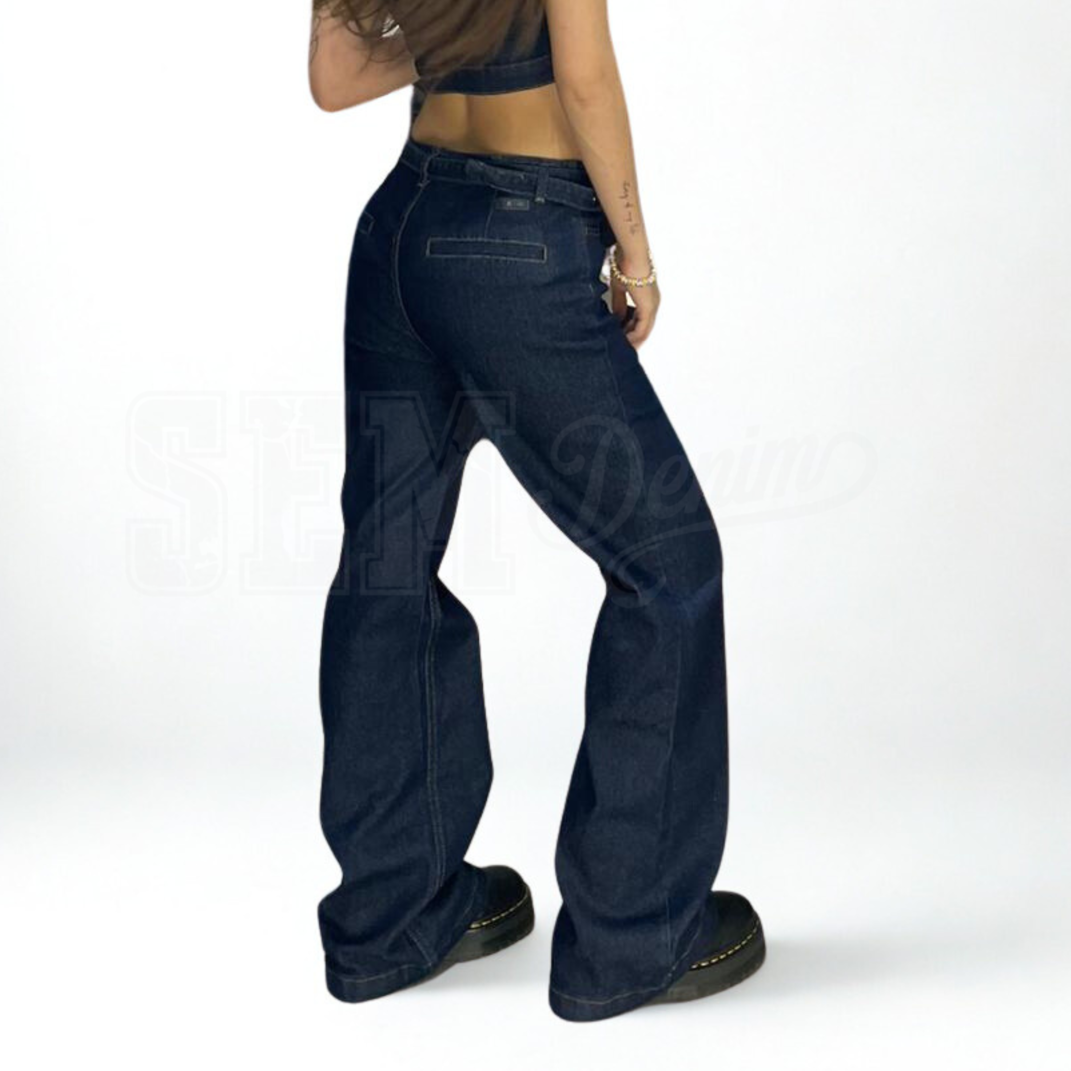 JEANS SEM ASIA WIDE FIT PULITO CON CINTA DENIM SCURO