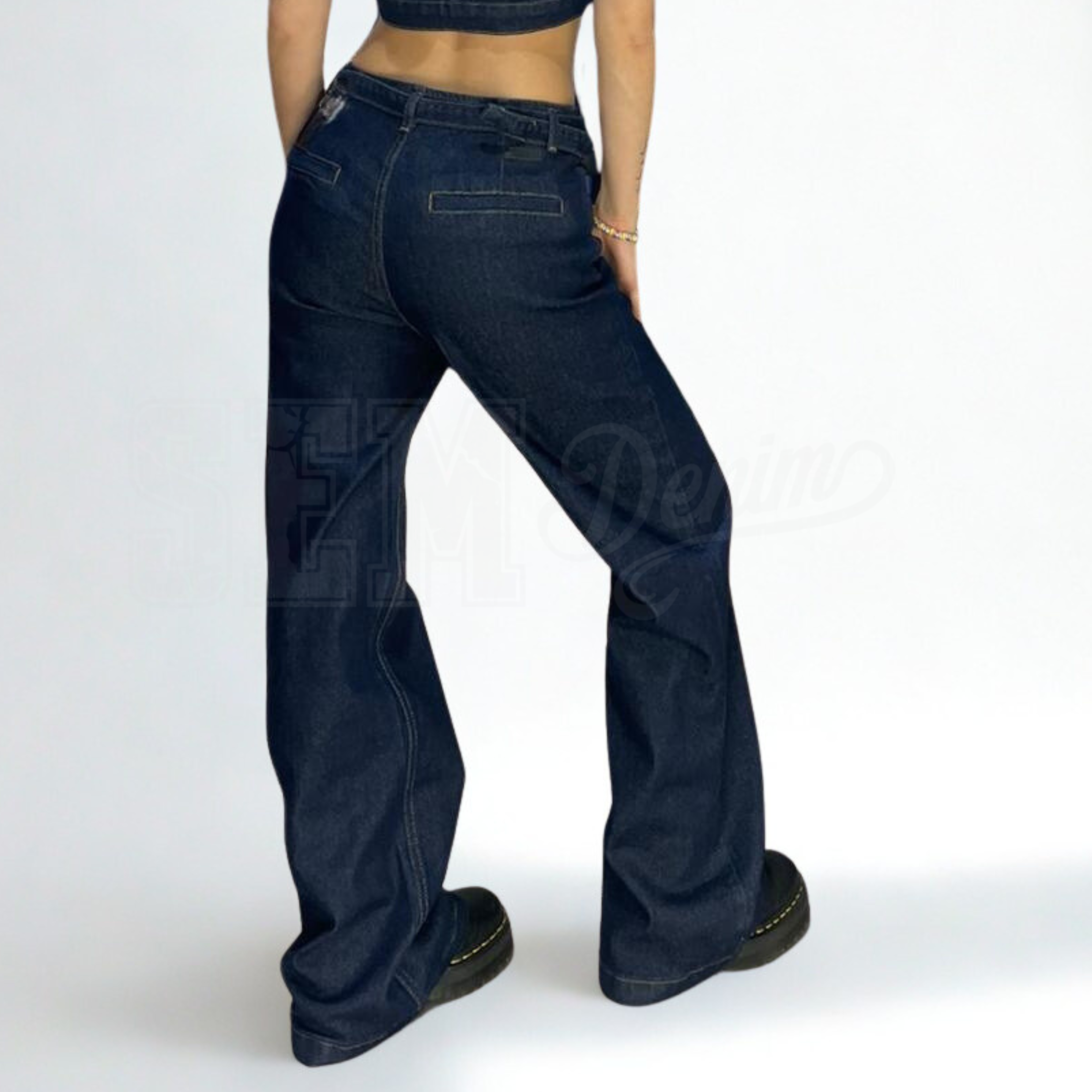 JEANS SEM ASIA WIDE FIT PULITO CON CINTA DENIM SCURO