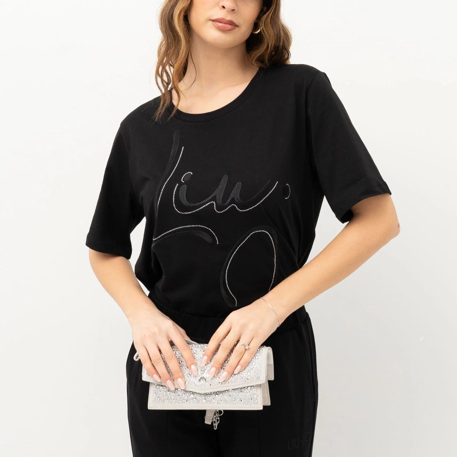 MAXI TSHIRT LIUJO MC STAMPA STRASS