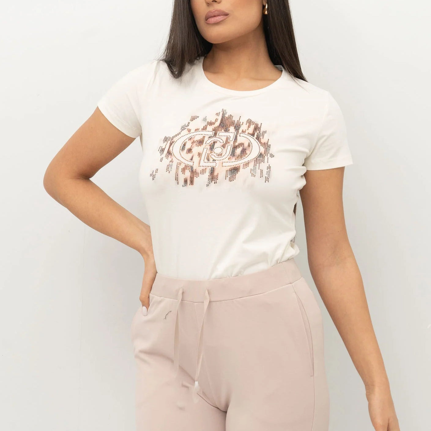 TSHIRT LIUJO MC STAMPA STRASS