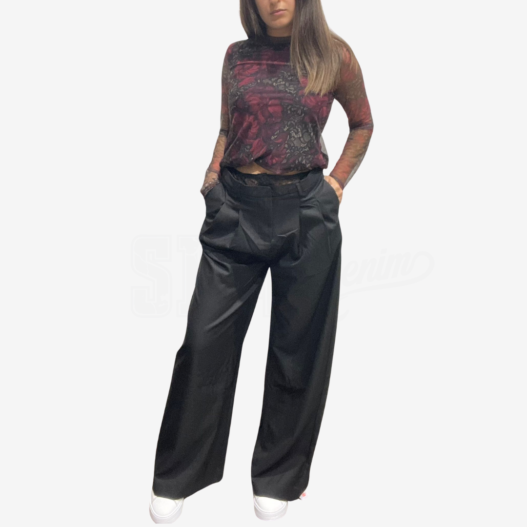 PANTALONE SEM MAYA VITA IN PIZZO PALAZZO CON PENCES