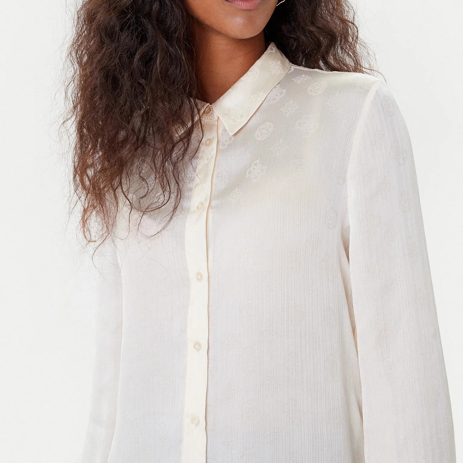 CAMICIA GUESS MARTHE BLUSA LOGO ALL OVER IN TONO