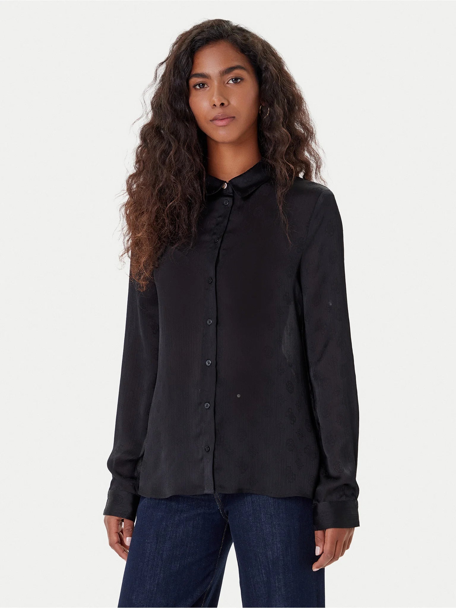 CAMICIA GUESS MARTHE BLUSA LOGO ALL OVER IN TONO