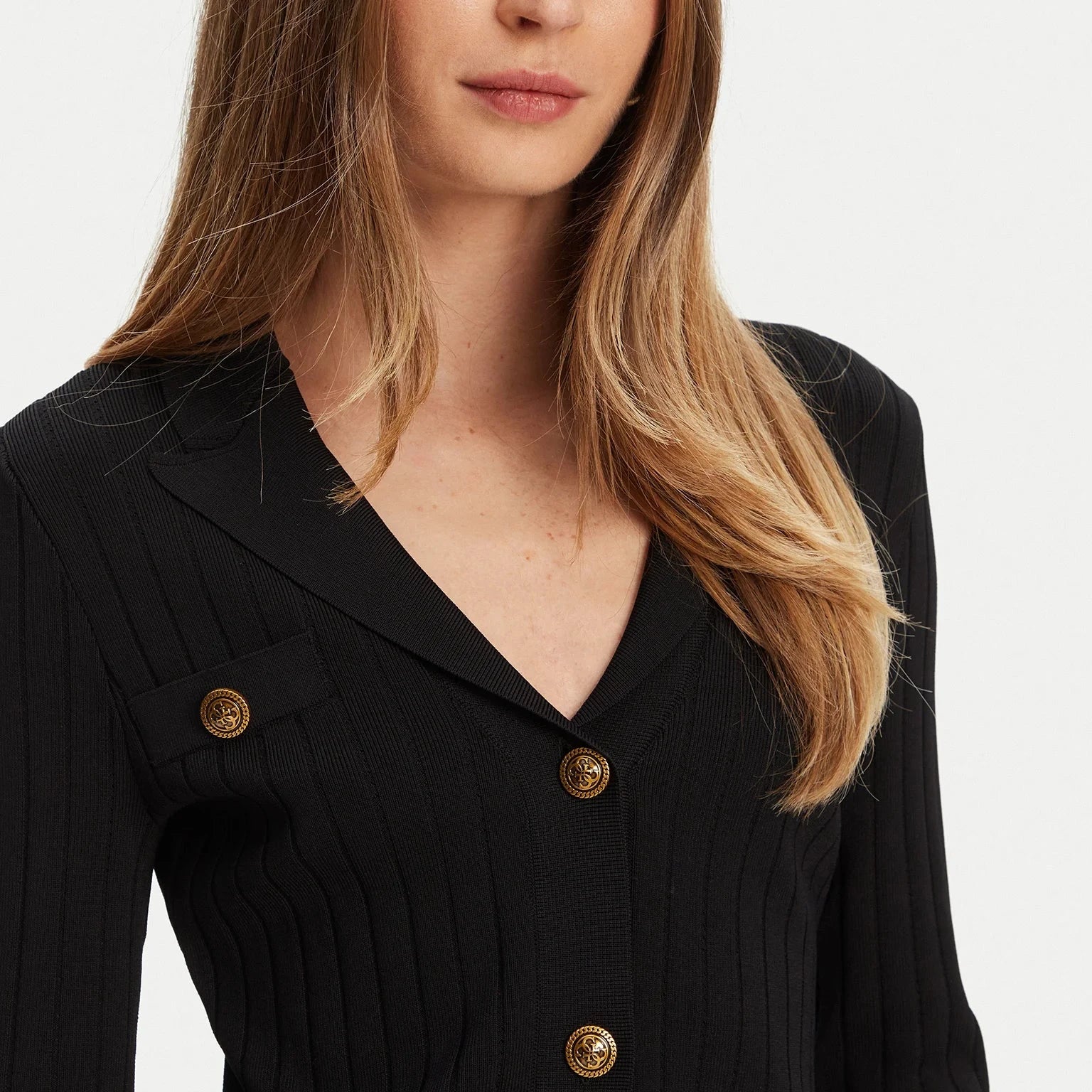 GIACCA GUESS FELICITY CON LAVORAZIONE E BOTTONI INCONTRAST