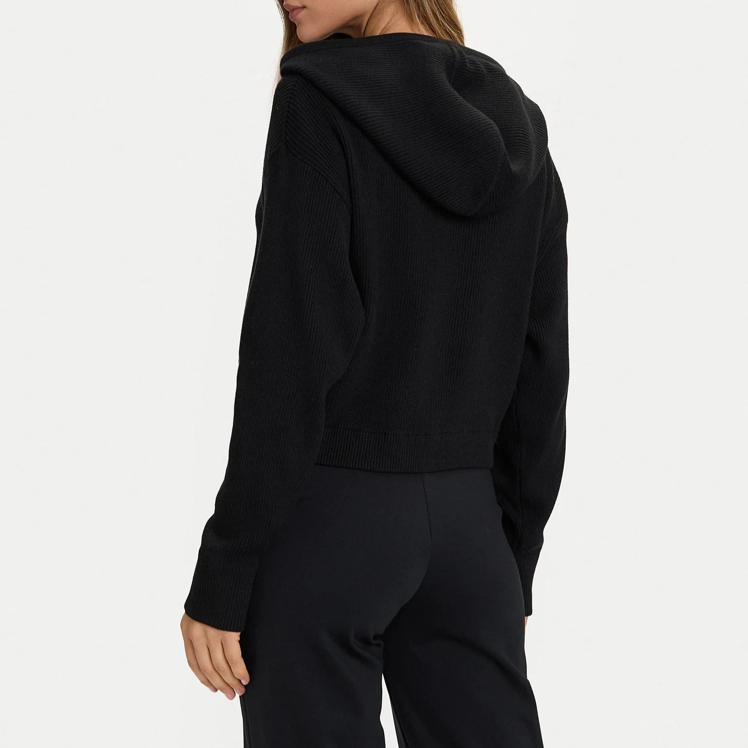 FELPA GUESS FLAMINIA RIBBED ZIP CON CAPP