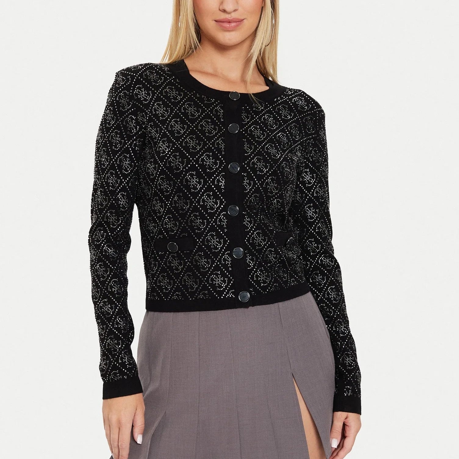 CARDIGAN CROP GUESS PAIGE 4G STONES ML