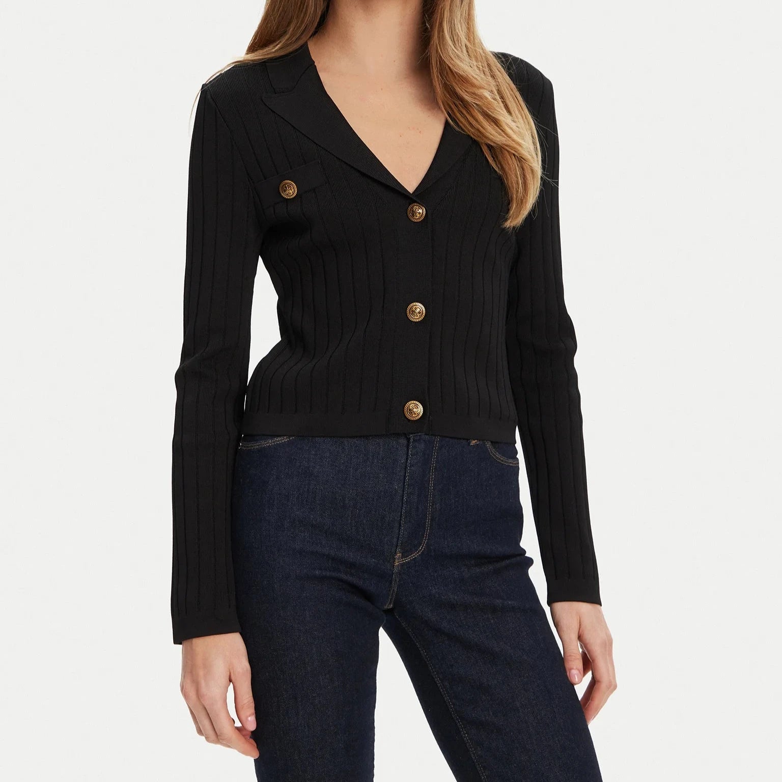 GIACCA GUESS FELICITY CON LAVORAZIONE E BOTTONI INCONTRAST
