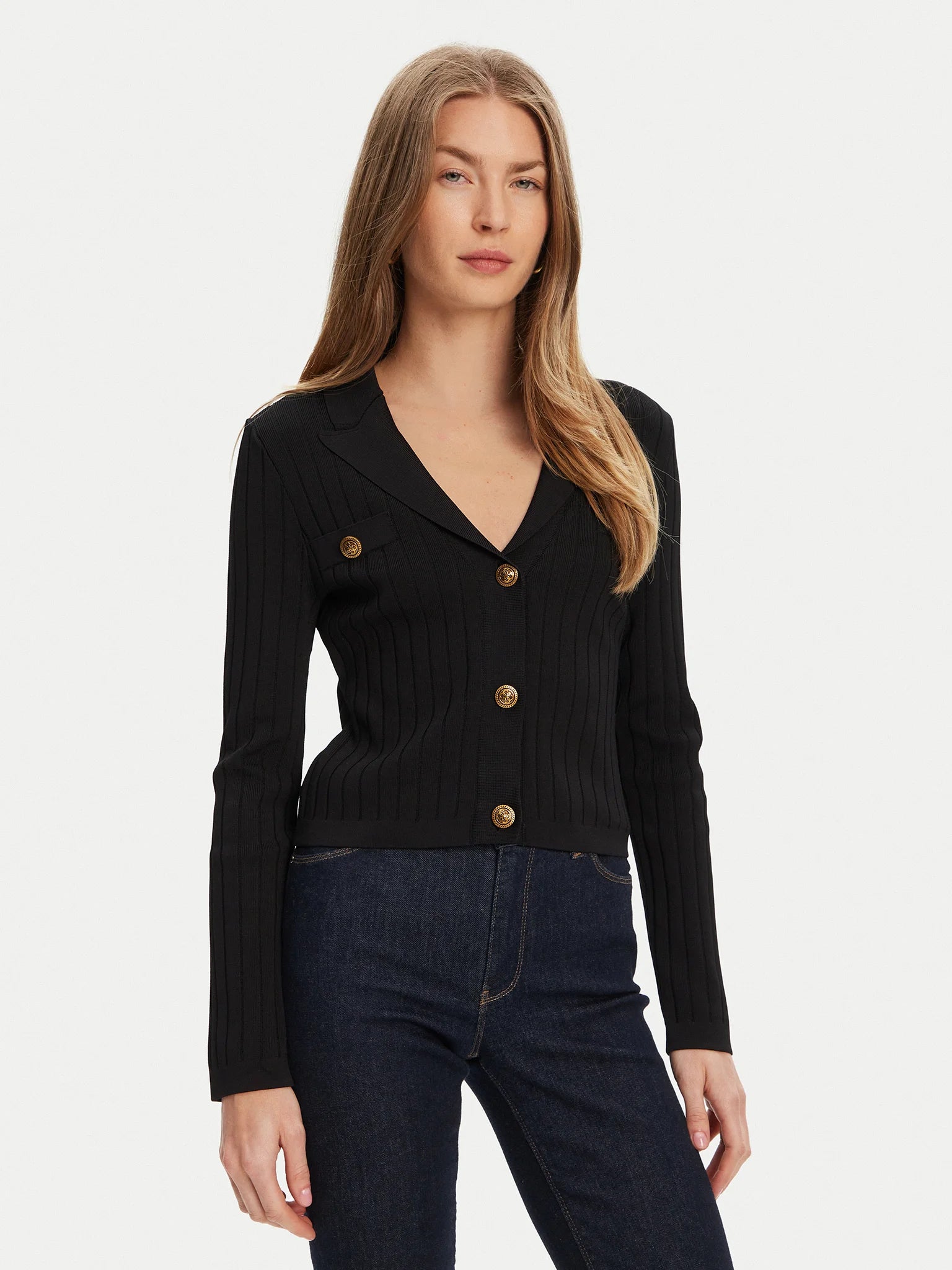 GIACCA GUESS FELICITY CON LAVORAZIONE E BOTTONI INCONTRAST