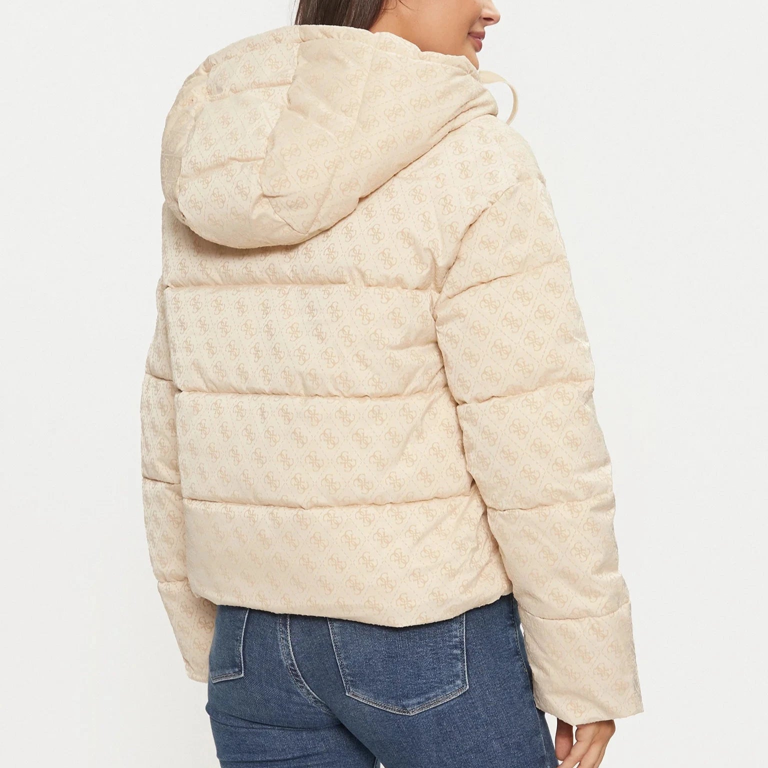 PIUMINO GUESS PUFFER LOGO FLOCK