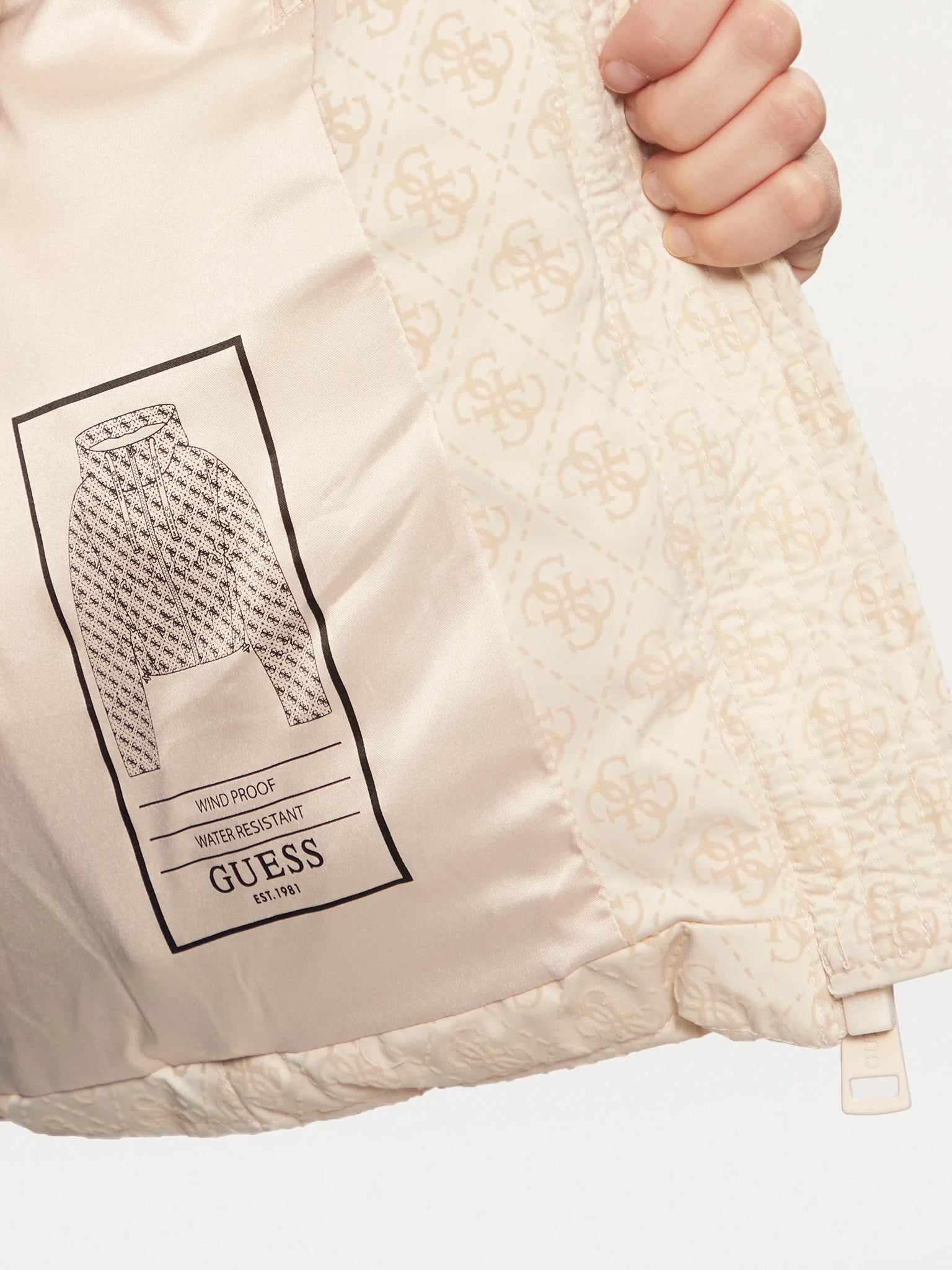 PIUMINO GUESS PUFFER LOGO FLOCK