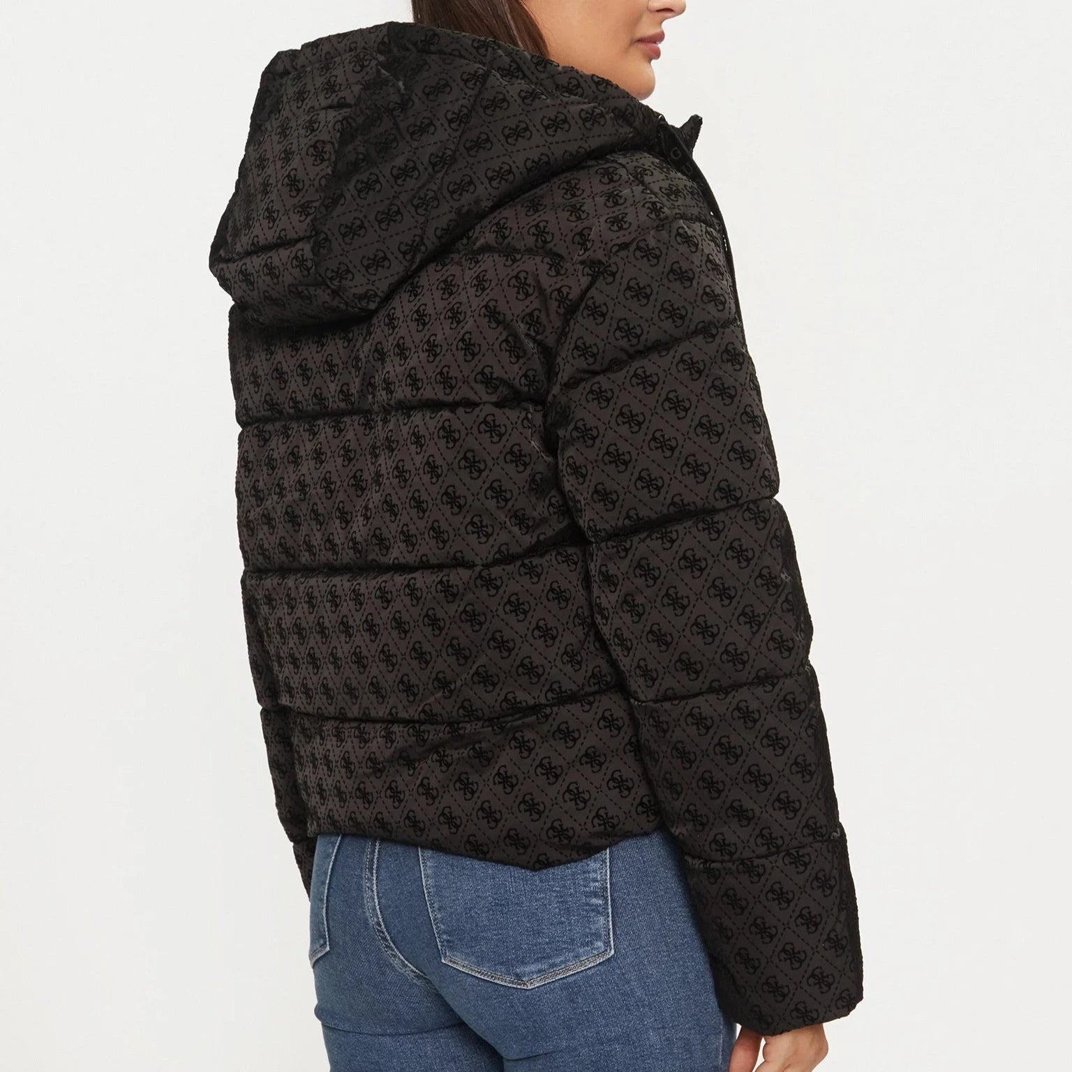 PIUMINO GUESS PUFFER LOGO FLOCK