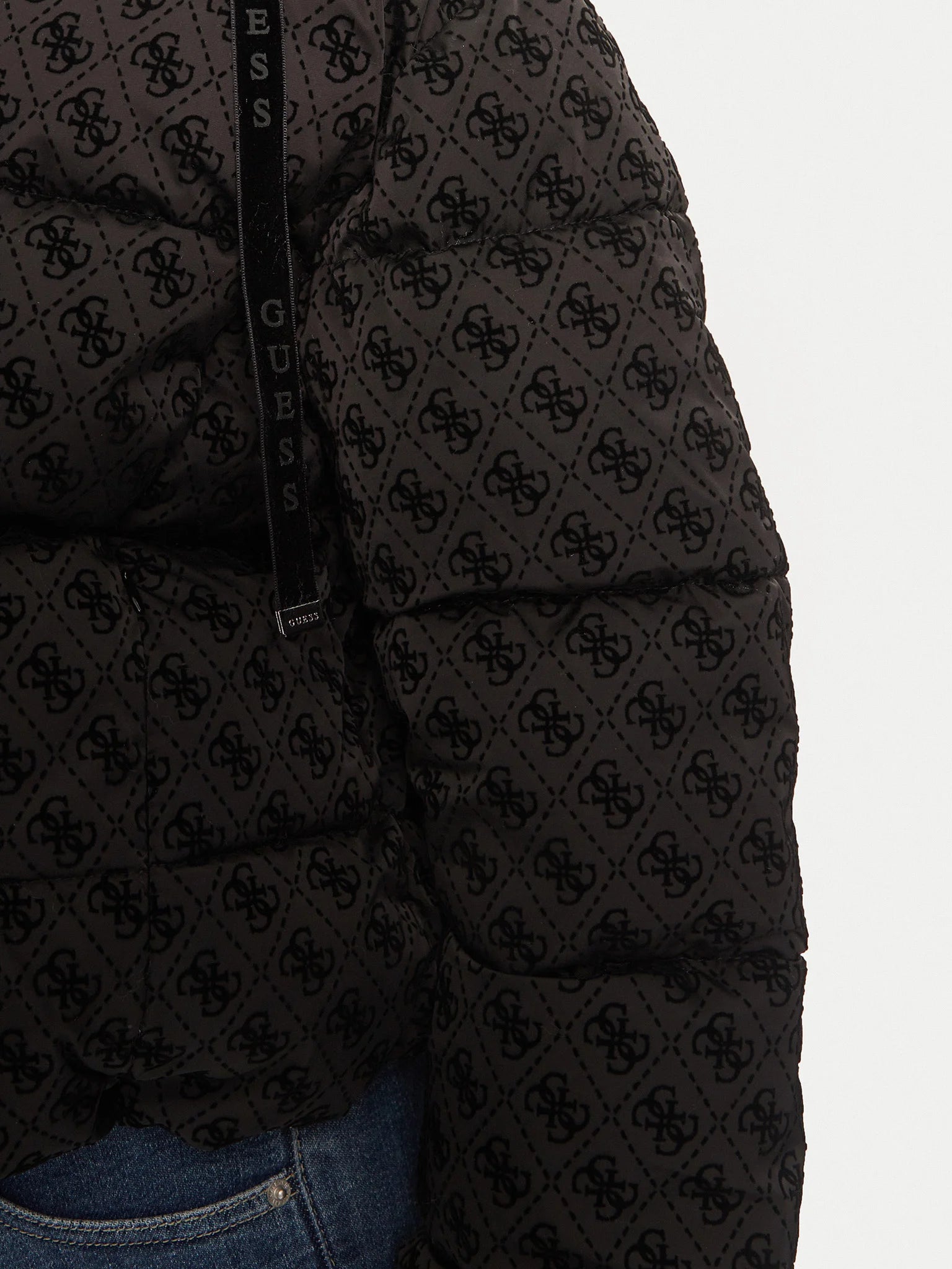 PIUMINO GUESS PUFFER LOGO FLOCK