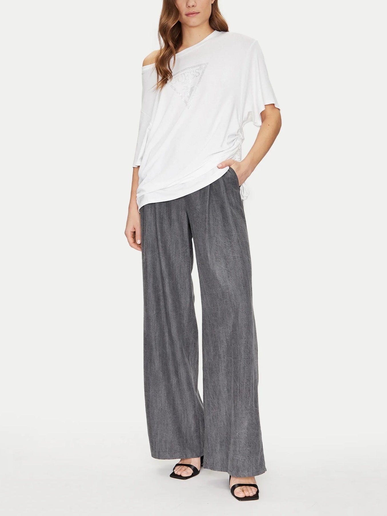 MAXI TSHIRT GUESS TRIANGLE STRASS LACCIO LATERALE