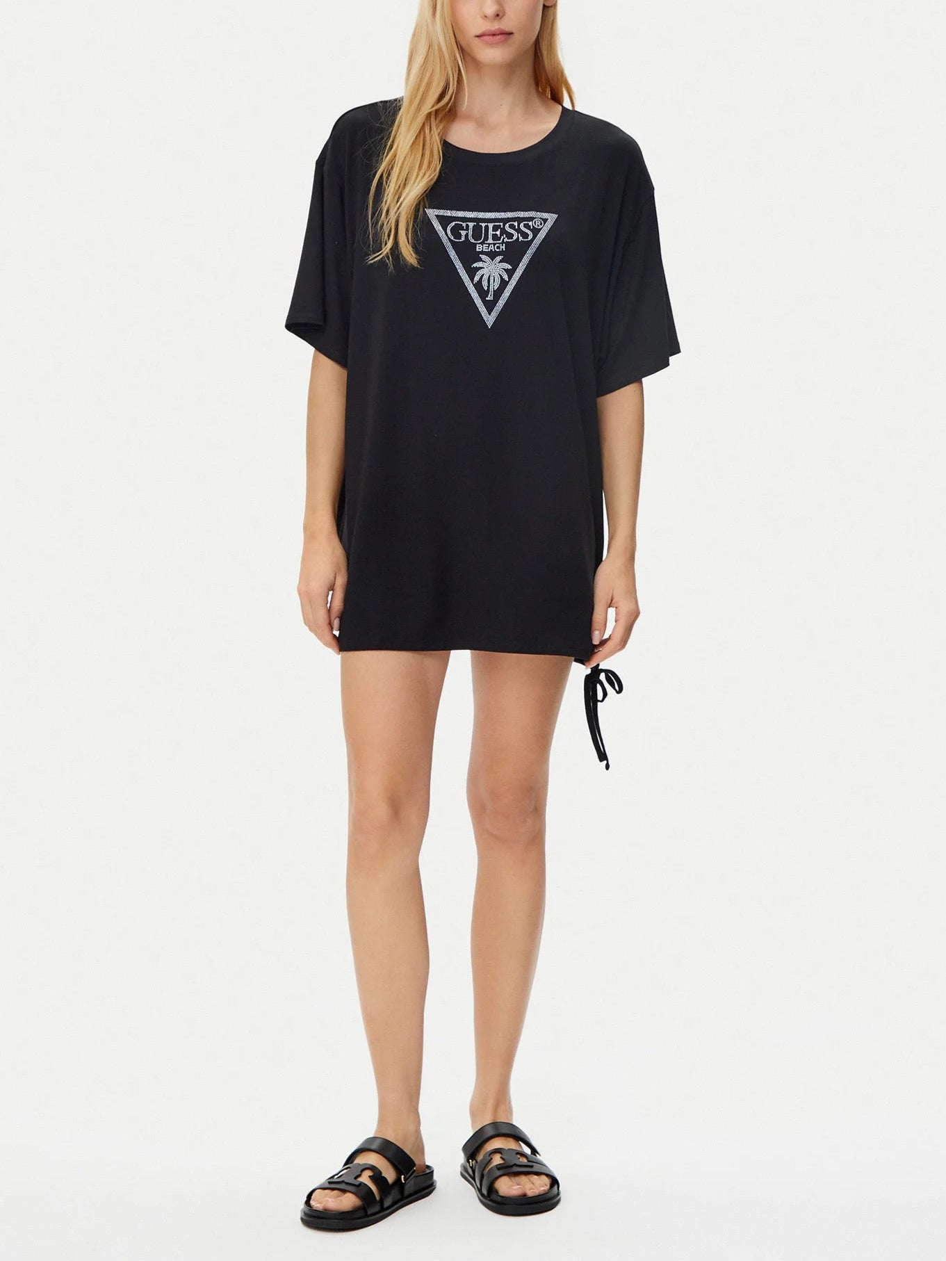 MAXI TSHIRT GUESS TRIANGLE STRASS LACCIO LATERALE