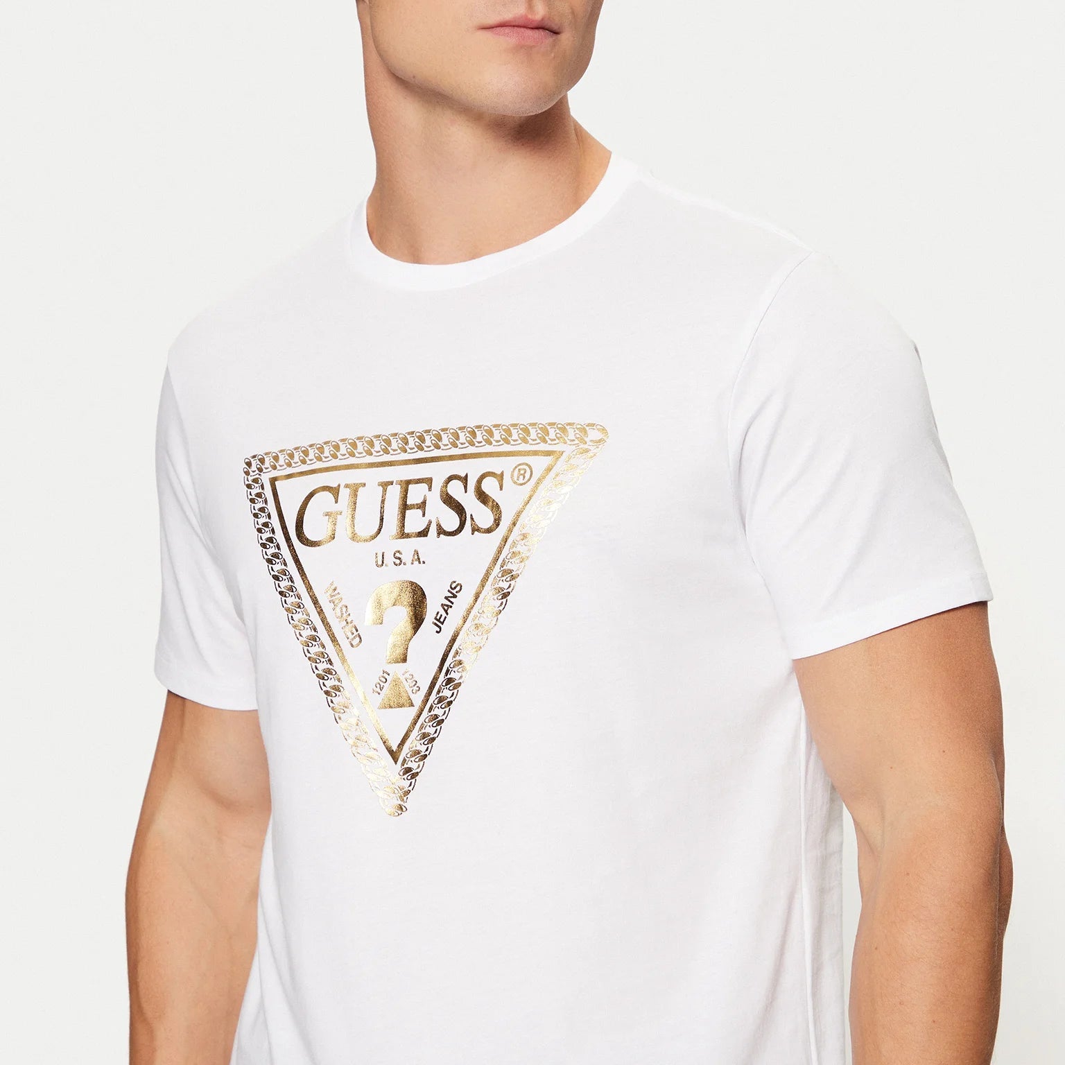 TSHIRT GUESS CHAIN TRI LOGO MC