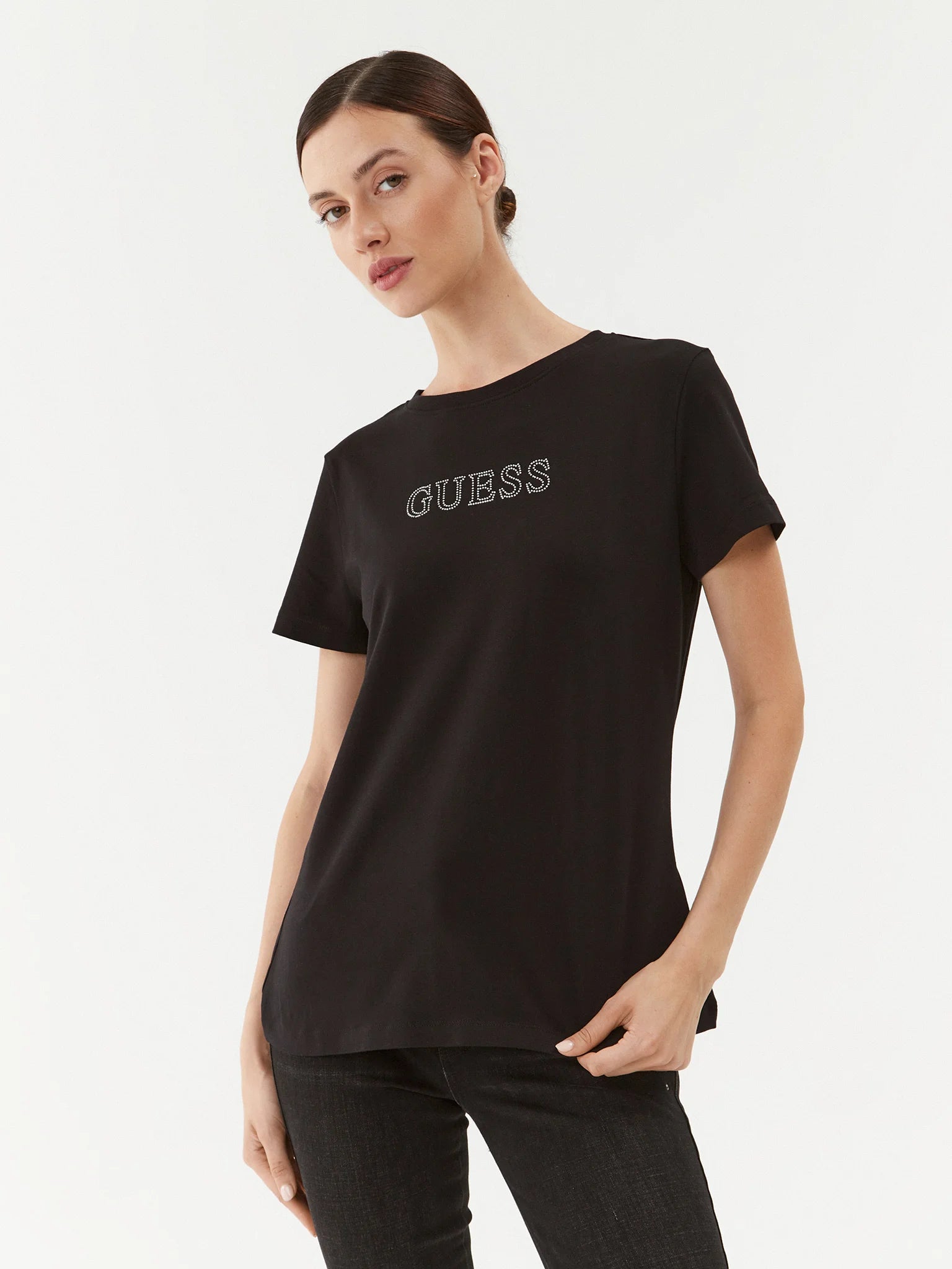 TSHIRT GUESS BRIANA MC LOGO SVAROWSKI REGULAR FIT