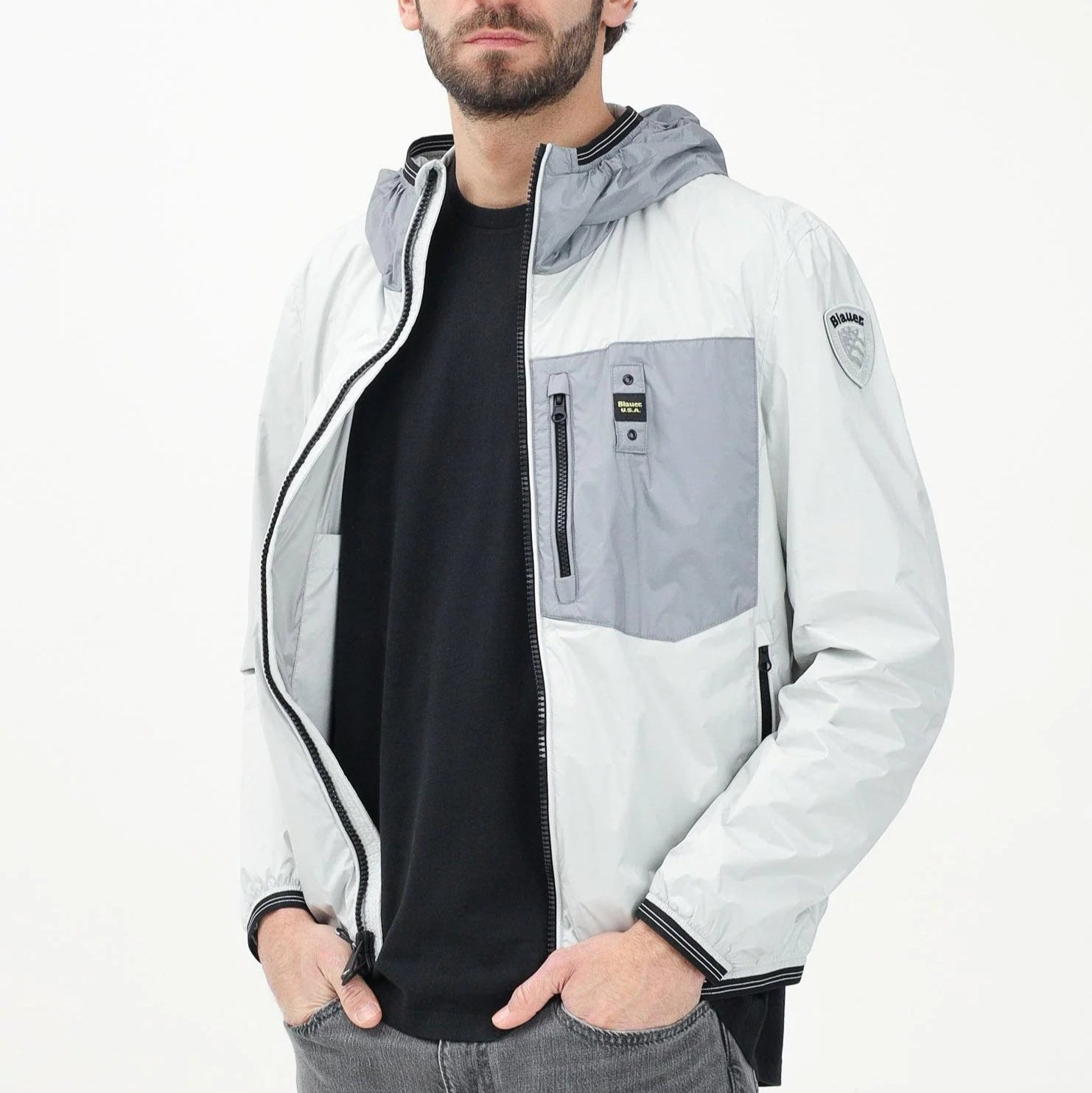 GIUBBINO BLAUER BRAY SFODERATO BICOLOR IN NYLON