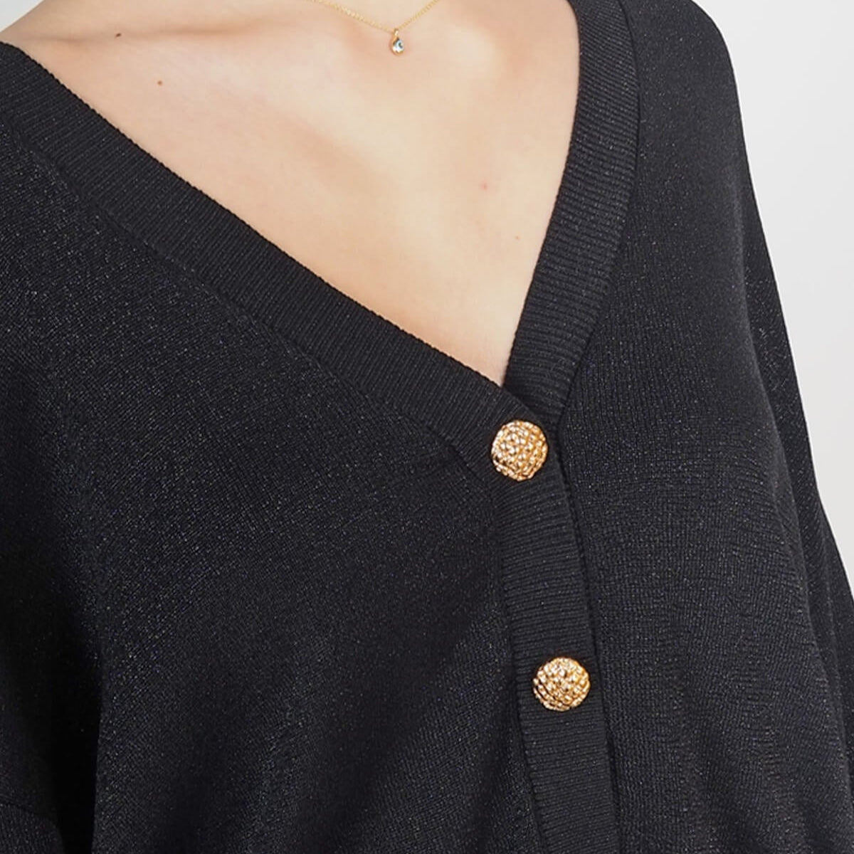 CARDIGAN SEM ANASTASIA SCOLLO V BOTTONATO IN LUREX OVER