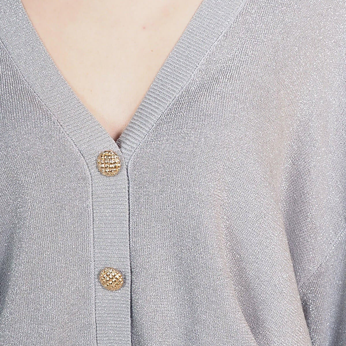 CARDIGAN SEM ANASTASIA SCOLLO V BOTTONATO IN LUREX OVER