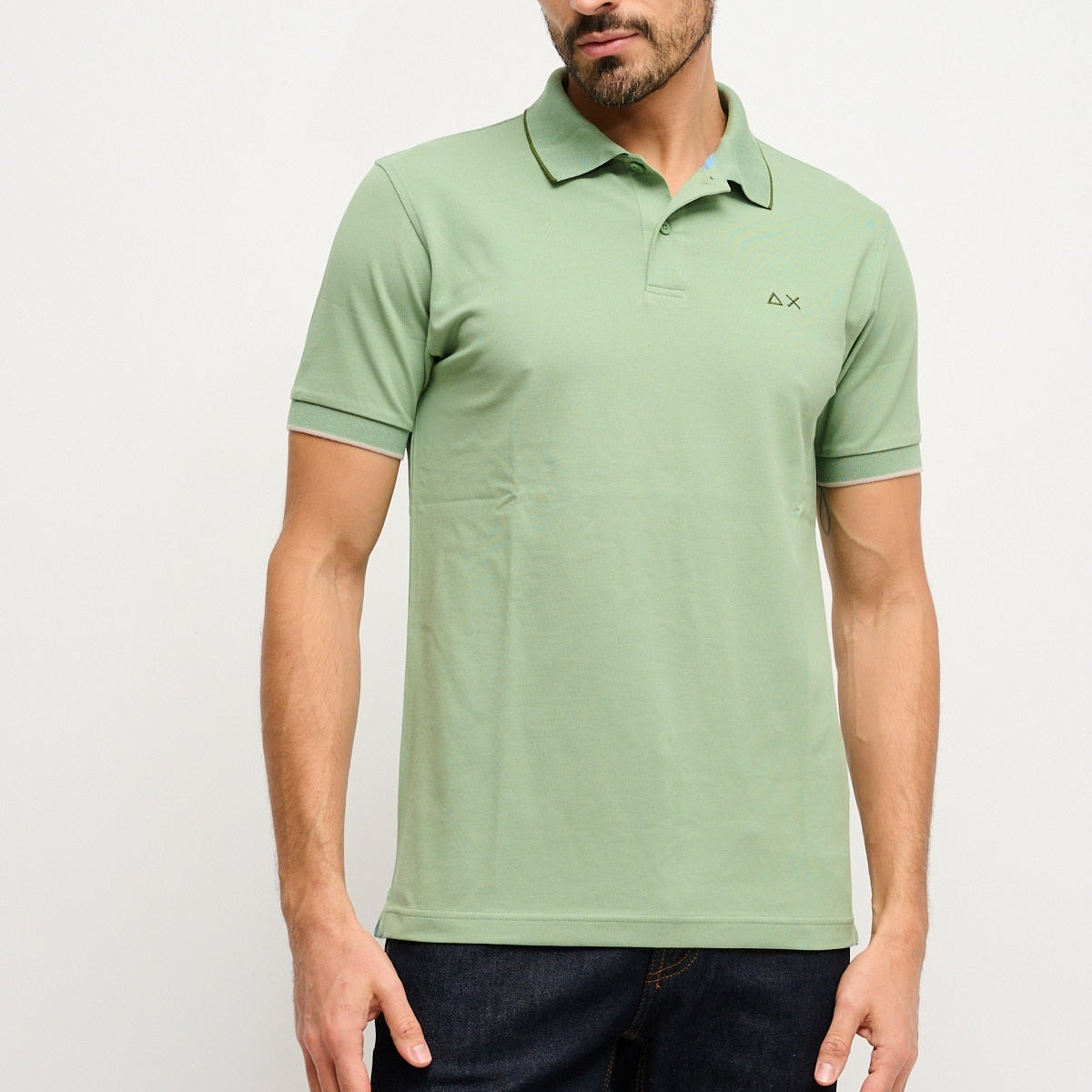 POLO SUN68 SMALL STRIPES ON COLLAR