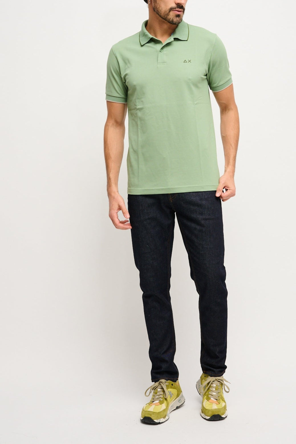 POLO SUN68 SMALL STRIPES ON COLLAR