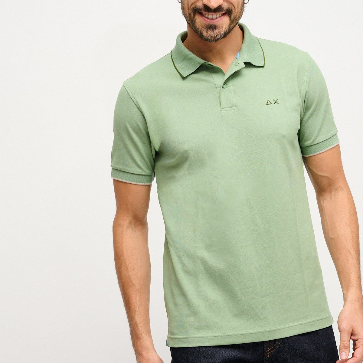 POLO SUN68 SMALL STRIPES ON COLLAR