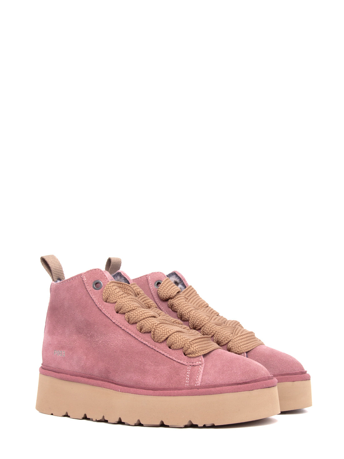 SCARPE PANCHIC POLACCHINO PLATFORM SUEDE PELO FUR BROWNROSE